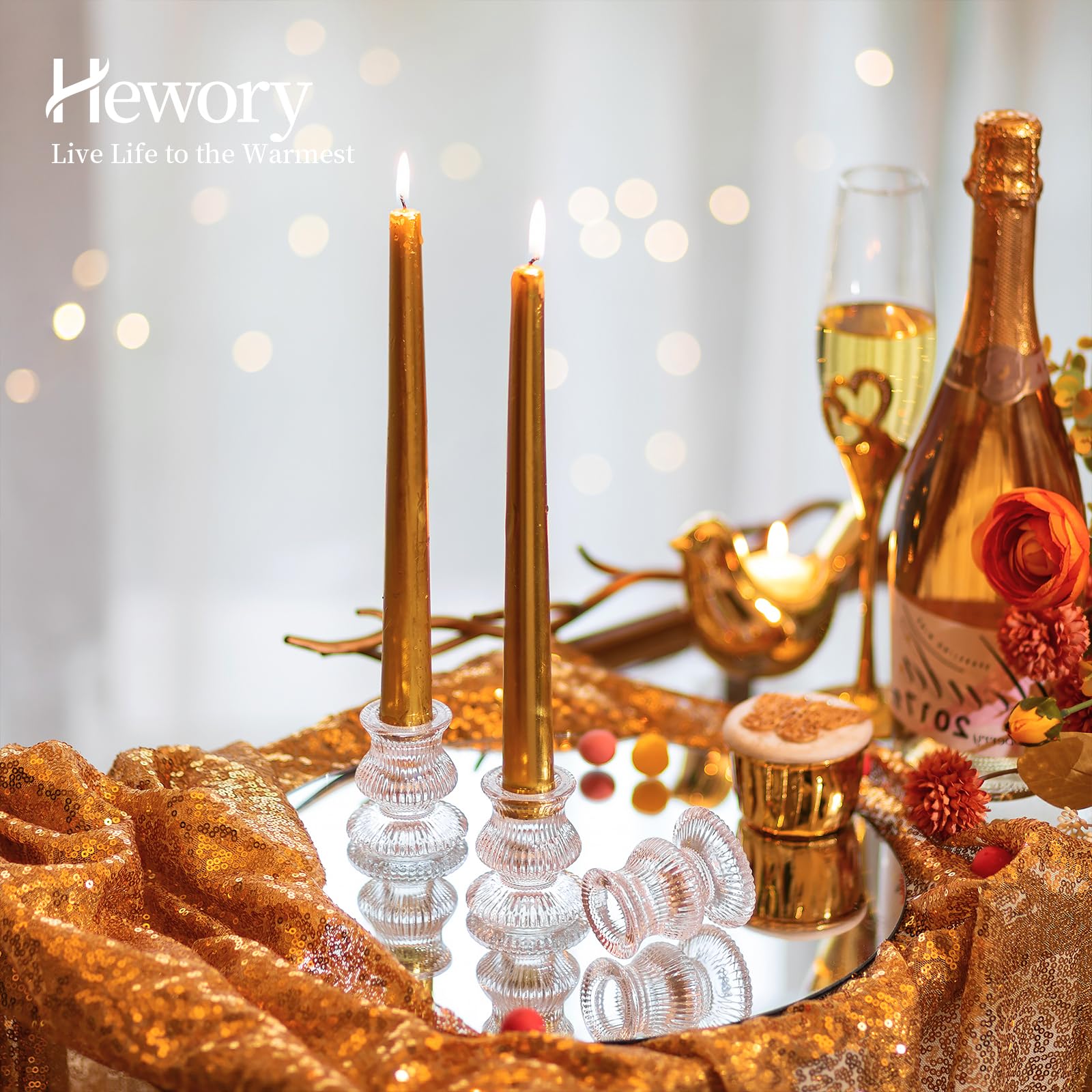 Hewory Portavelas de Vidrio Portavelas de Palo de Vela: Hewory 20 Piezas Portavelas de Palo de Vela pequeña Boda Fiesta decoración de la Mesa