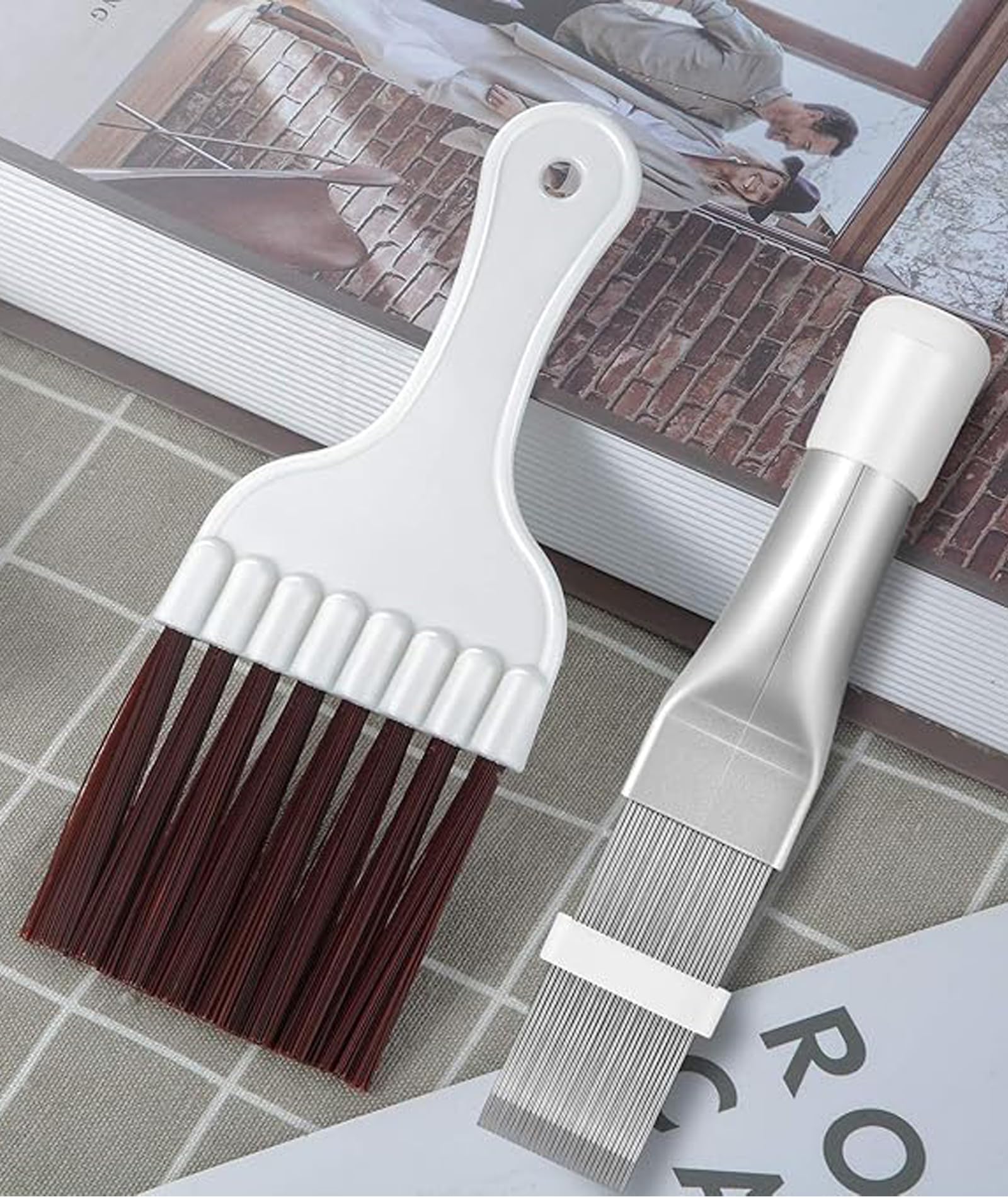 2 Pcs AC Coil Cleaner Brush Set, Air Conditioner Fin Comb Cleaner Kit, AC Cleaning Kit AC Coil Repair Tool for Efficient Cleaning AC Tools Suitable for Professionals or Home Maintenance Use 3