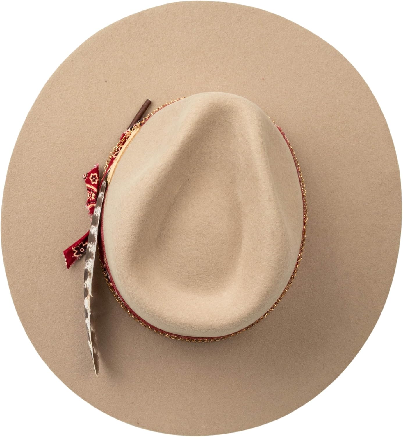 RUEDIGER Vintage Wide Brim Fedora Hats 100% Wool Stiff Felt Hat Rancher Hat with Lightning Logo Handmade Distressed/Burned - Image 3