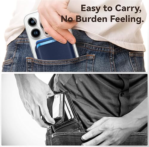 Miniatura 7 de Funda magnética para tarjetas de teléfono celular con Mag-Safe, más fuerte magnética RFID, cartera de cuero para teléfono compatible con la serie de