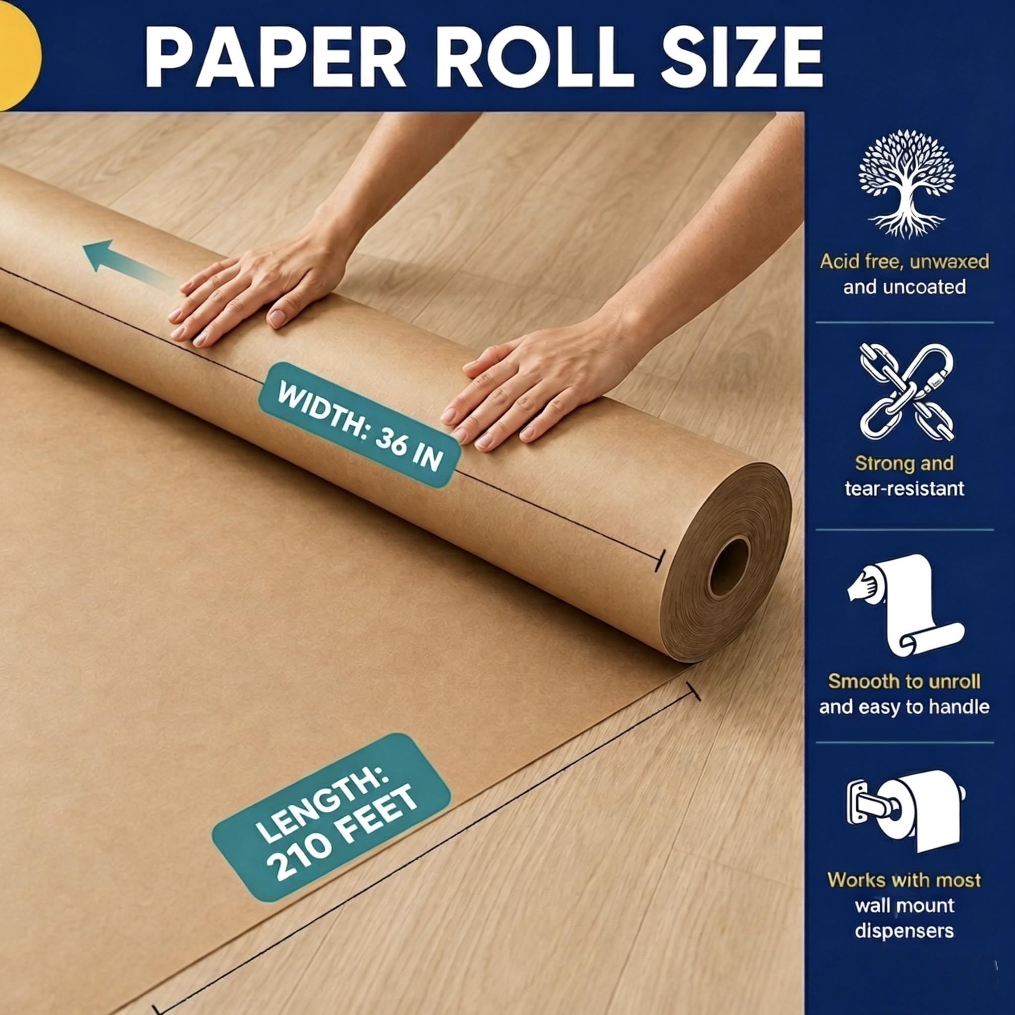 Brązowy papier pakowy duża rolka, papier do pakowania materiałów do przenoszenia, tablica ogłoszeń, sztuka, rzemiosło, pakowanie, ruch, wysyłka plakat, wykładzina podłogowa, rzemiosło, 70 g/m²