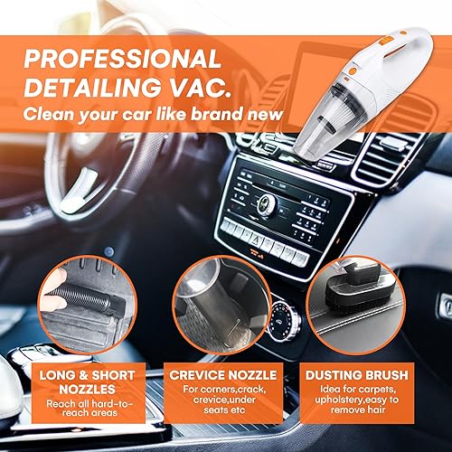 Miniatura 5 de TIIKERI Aspiradora de coche inalámbrica - Aspiradora de 30 minutos de tiempo de funcionamiento para automóvil de hasta 5000 Pa, aspiradora portátil