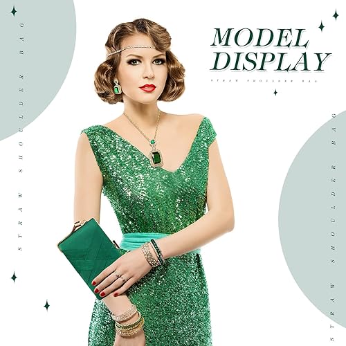 Vista 7 de Jadive Juego de 3 monederos de mano para mujer, bolso de noche, para boda, vintage, banquete, aretes, collar