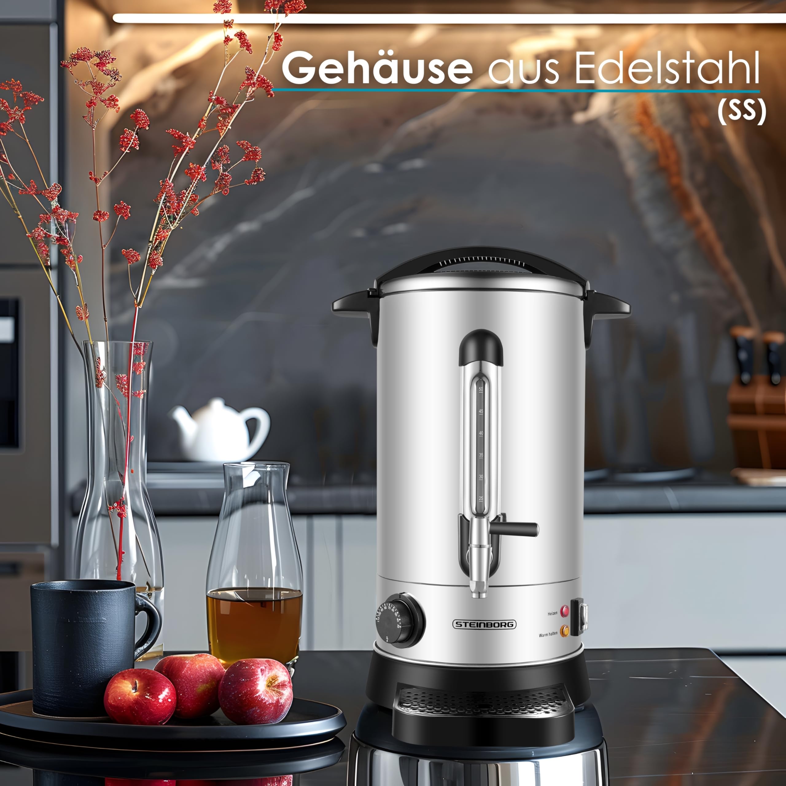 Dozownik gorącej wody, 10 l, czajnik do herbaty, dozownik gorących napojów, podgrzewacz wody, podgrzewacz wody, grzane wino 10 l, termopot, bojler na gorącą wodę 30-110°C