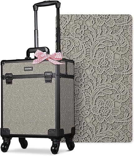 Vista 39 de BYOOTIQUE Cosmetology - Estuche rodante para almacenamiento de uñas, carrito de almacenamiento para maquillaje, maleta de peluquería de viaje