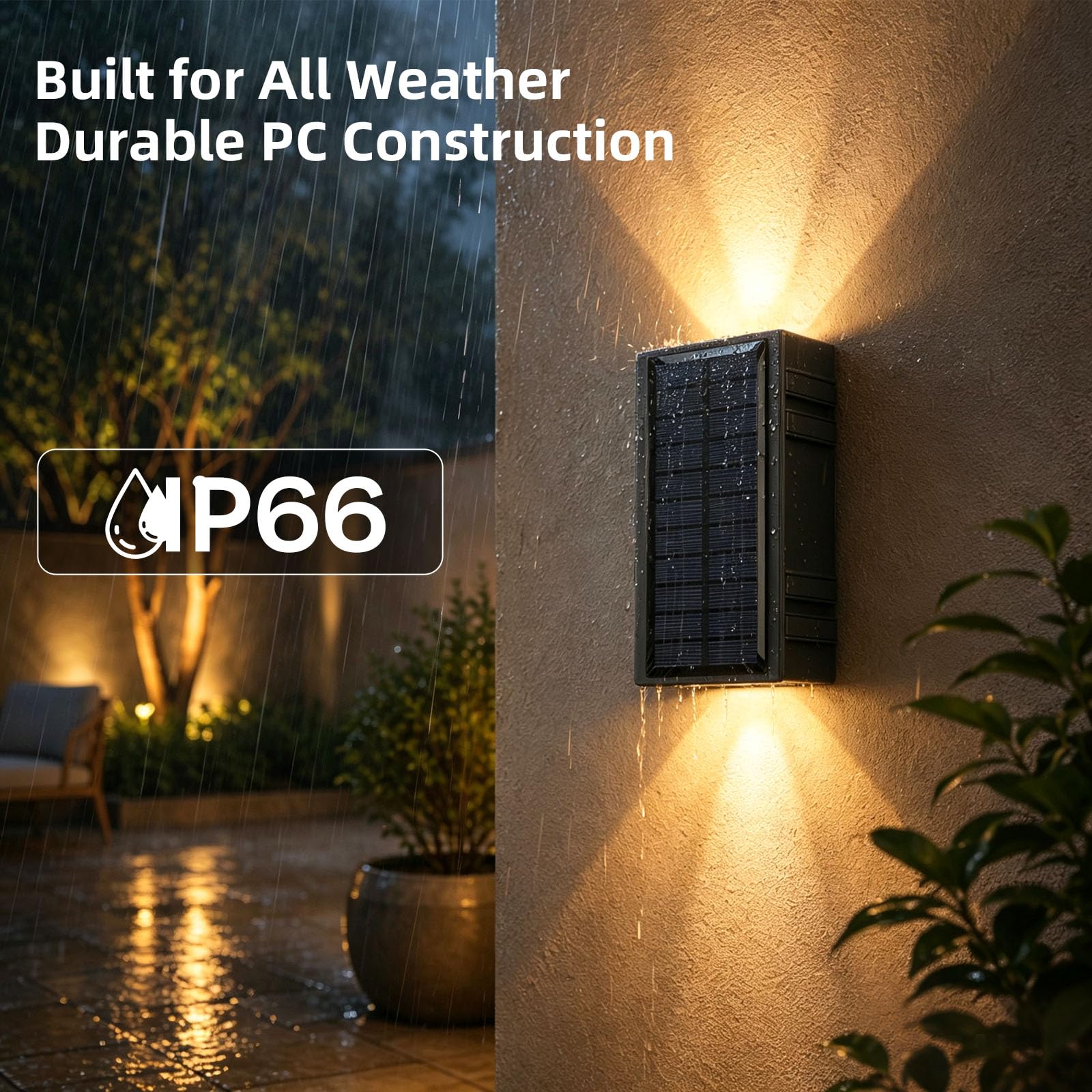 Solarlampen für Außen, Up and Down Solar Wandleuchten Aussen | 4er-Set IP65 Wasserdicht Solarleuchten , Deko Aussenleuchte für Garten, Wand, Terrasse, Garage, Hof (Warmweiß/Kaltweiß)