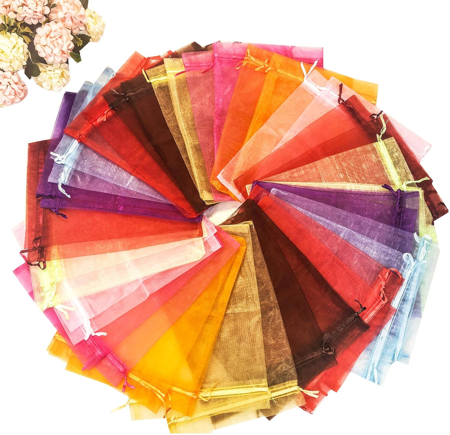 Up To 40% OFF TiHaCo 100pcs 6.69x9 inches 17x23cm Organza Pouch Bags Drawstring Strong Candy Mesh Gift Bags Jewelry Pouches for Wedding Favor Party Christmas Birthday 10 Colors