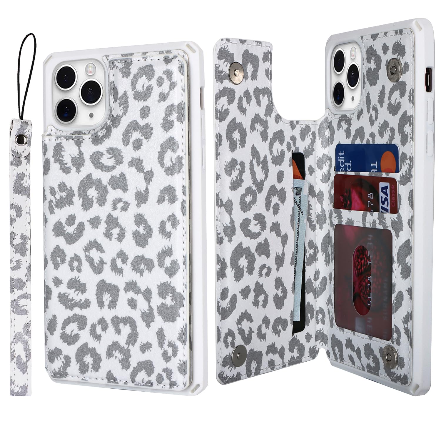 Cavor for iPhone 11 Pro Case Wallet with Card Holder for Women Men, White