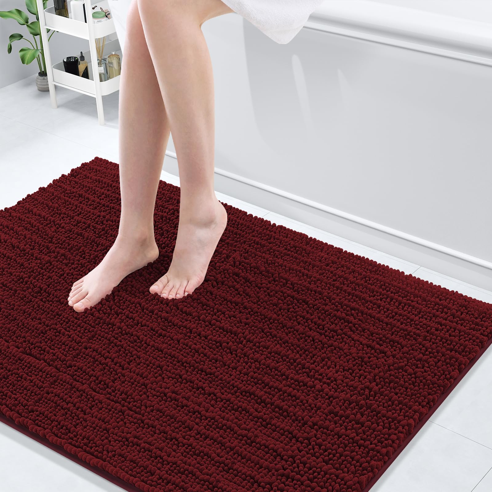 Arotive Luxury Bathroom Rugs 47x32, Extra Soft Thick Absorbent Shaggy Chenille Bath Rugs, Non-Slip Machine Wash Dry, Bath Mats for Bathroom Floor, Tub