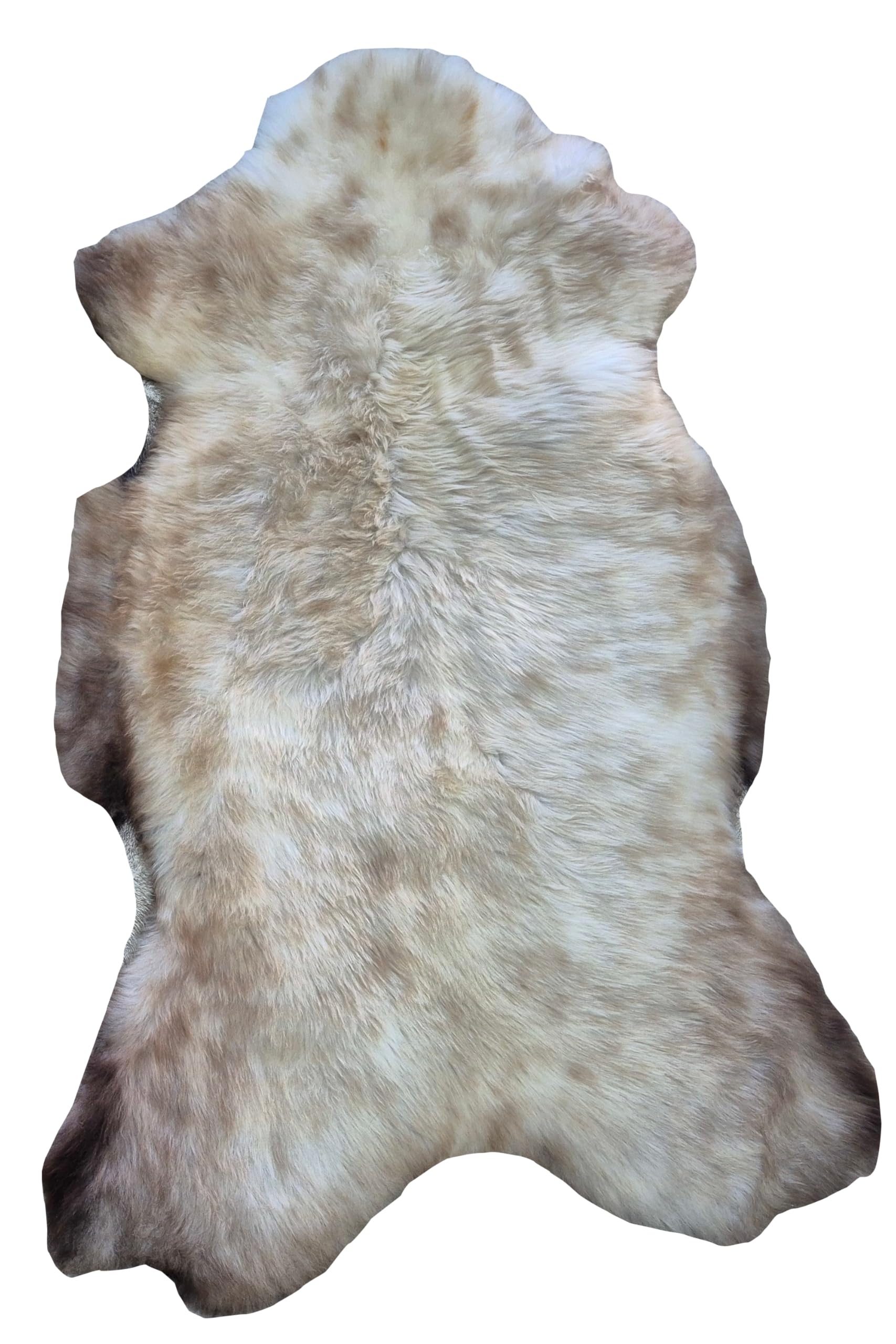 Peau d'agneau naturelle jaune chiné - Véritable peau de mouton unique - Tapis décoratif de qualité supérieure et jeté de fauteuil - Fourrure douce à poils longs d'environ 6 cm - Écologique
