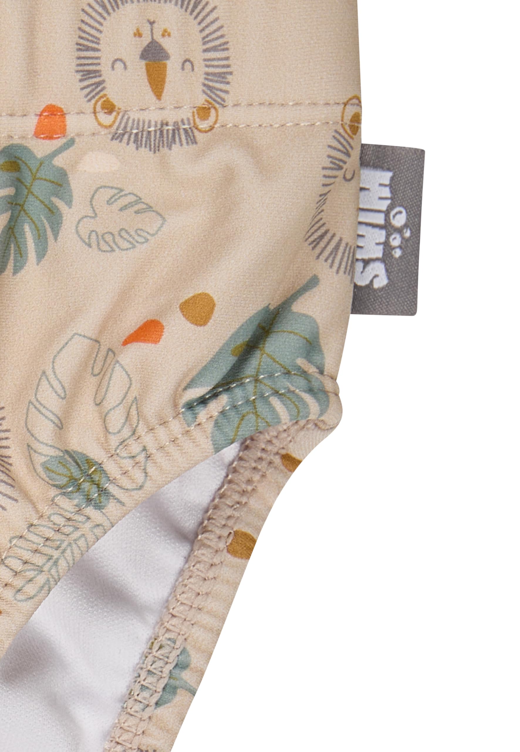 Sterntaler Badehose Safari – Baby- & Kinderschwimmhose aus Bademodenstoff mit Elasthan, Safari-Muster, Kordelzug und UV-Schutz 50+ – Beige, Größe 104