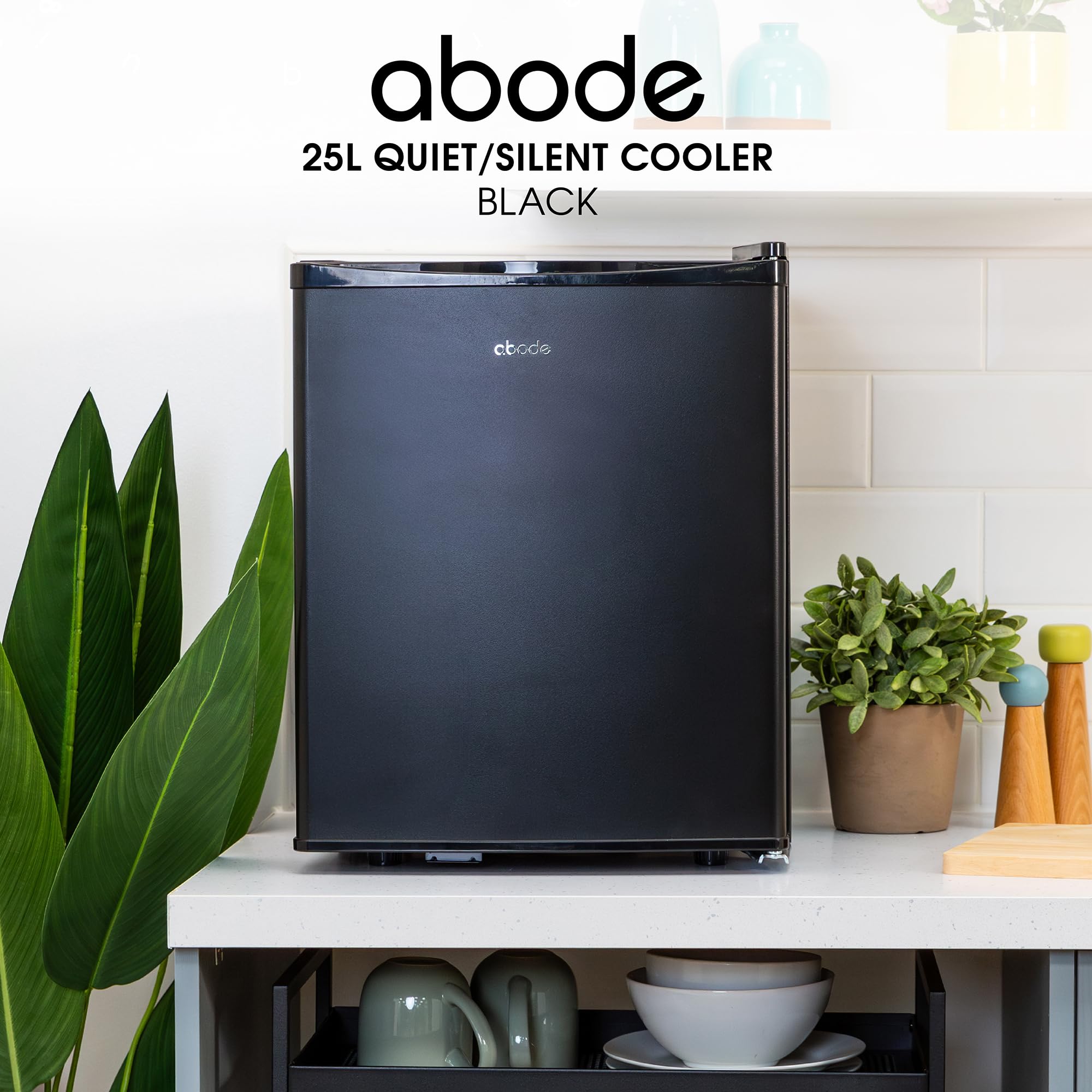 Abode Quiet Mini Cooler 25L Thermoelectric for Drinks with Adjustable Thermostat, Portable in Black, Compact For Bedroom, Home, Caravan with Reversible Door A25THBC102B - 5