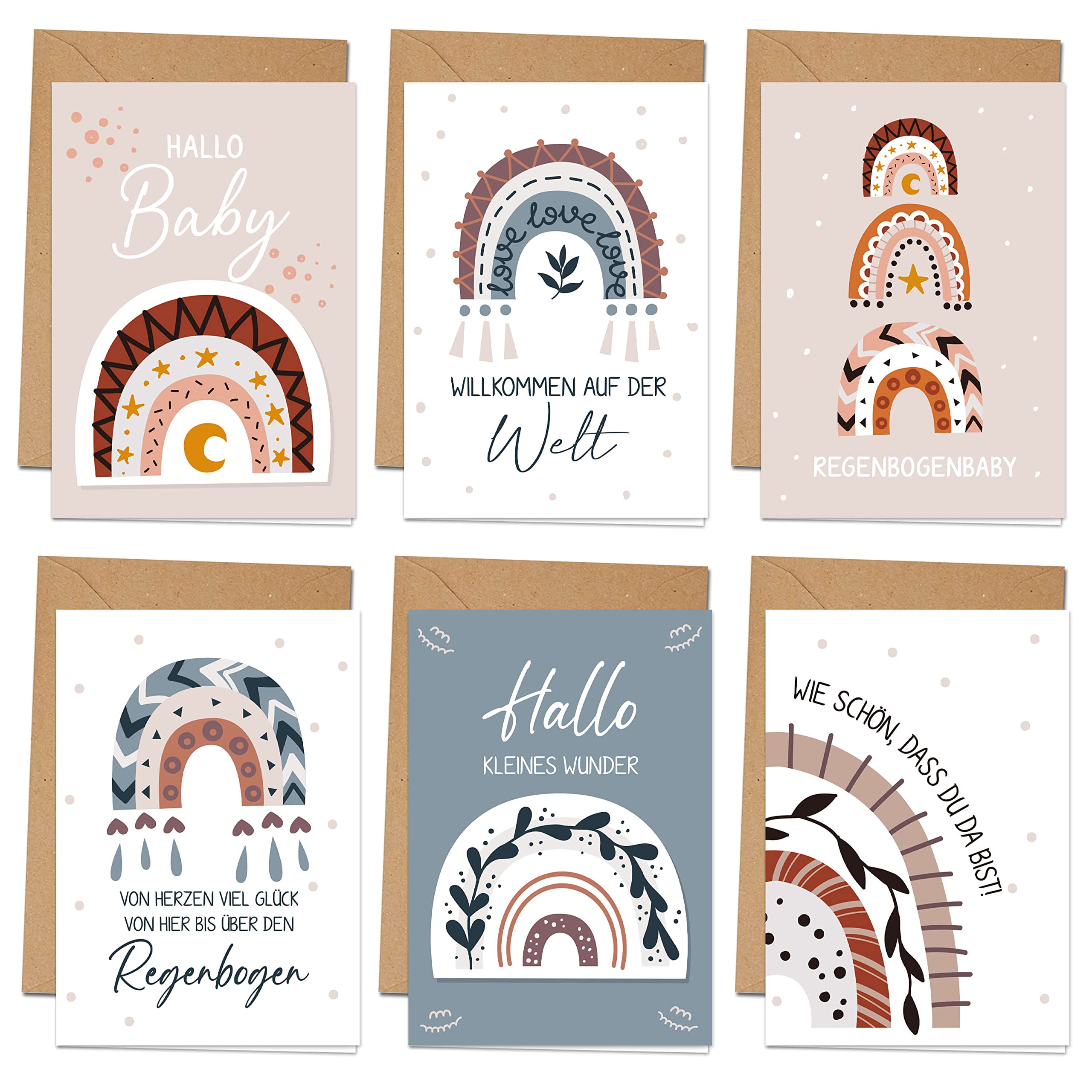 BIROYAL 6 Greeting Cards for Birth, red