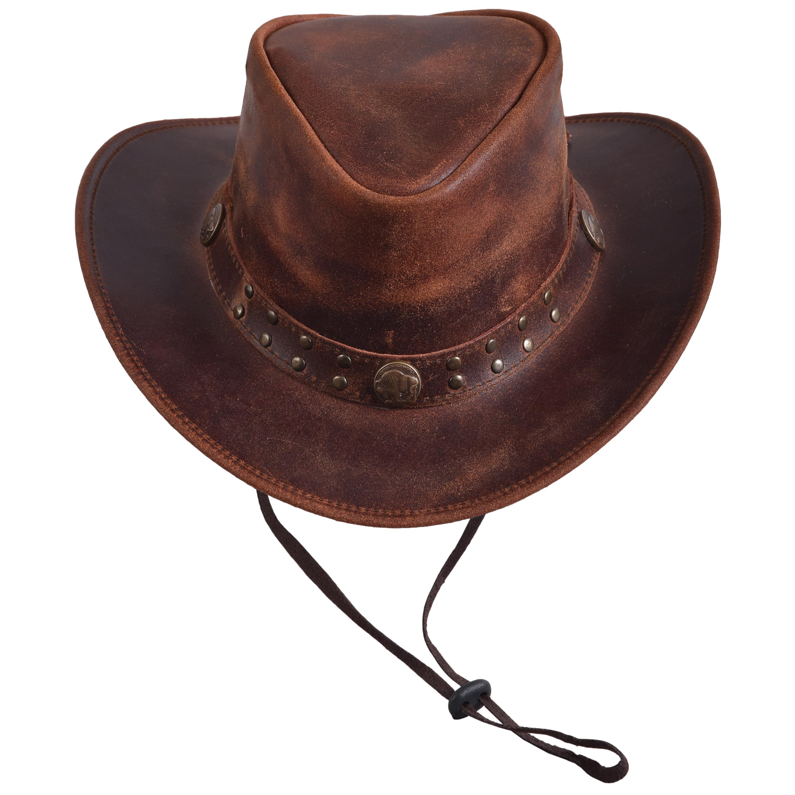 SidewinderShapeable Outback hat Style Leather Cowboy Old Style hat for Men and Women Western Wide Brim Vintage