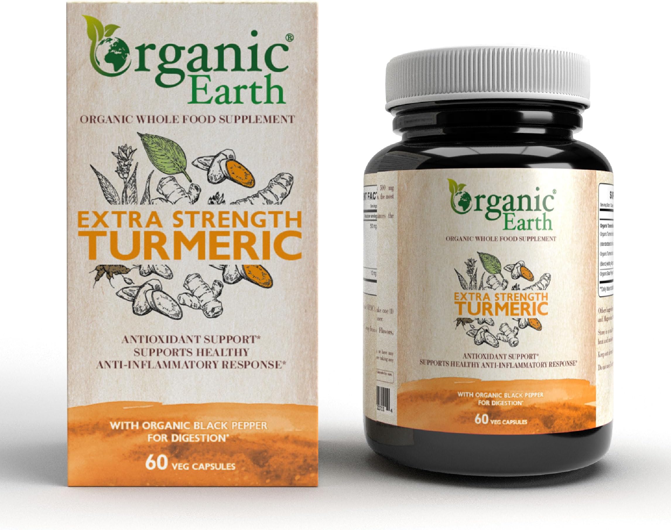 Plant Based Extra Strength Turmeric I 4-in-1 Benefits: Joint Support, Brain Health I Vegan, Gluten Free, Clean Nutrition I 60 Capsules