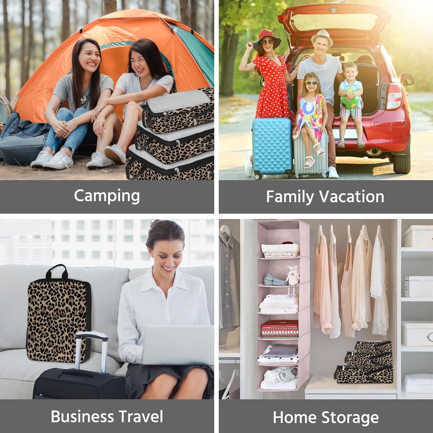 7 Pcs Compression Packing Cubes for Travel, Waterproof Suitcase Luggage Backpack Organizer with Toiletry Bag Travel Essentials for Women/Men-Leopard - Image 7