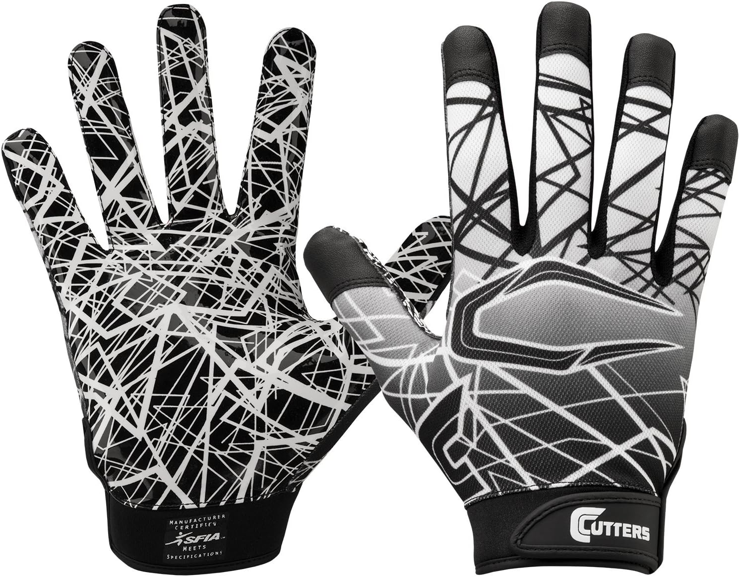 Cutters Football Gloves - Game Day Football Receiver Gloves with High Tack Silicone Grip, Superior Support and Protection