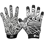 Cutters Football Gloves - Game Day Football Receiver Gloves with High Tack Silicone Grip, Superior Support and Protection - Black and White - Adult-Small