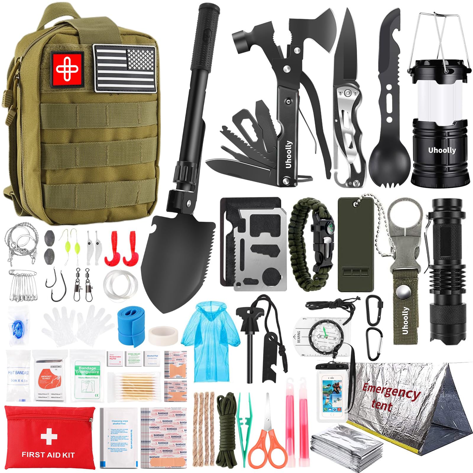 Survival Kit, Gifts for Men Women Teen Boys, 252 pcs Survival Gear and Equipment Mini First Aid Kit for Car Home, Emergency Kit with Molle System for