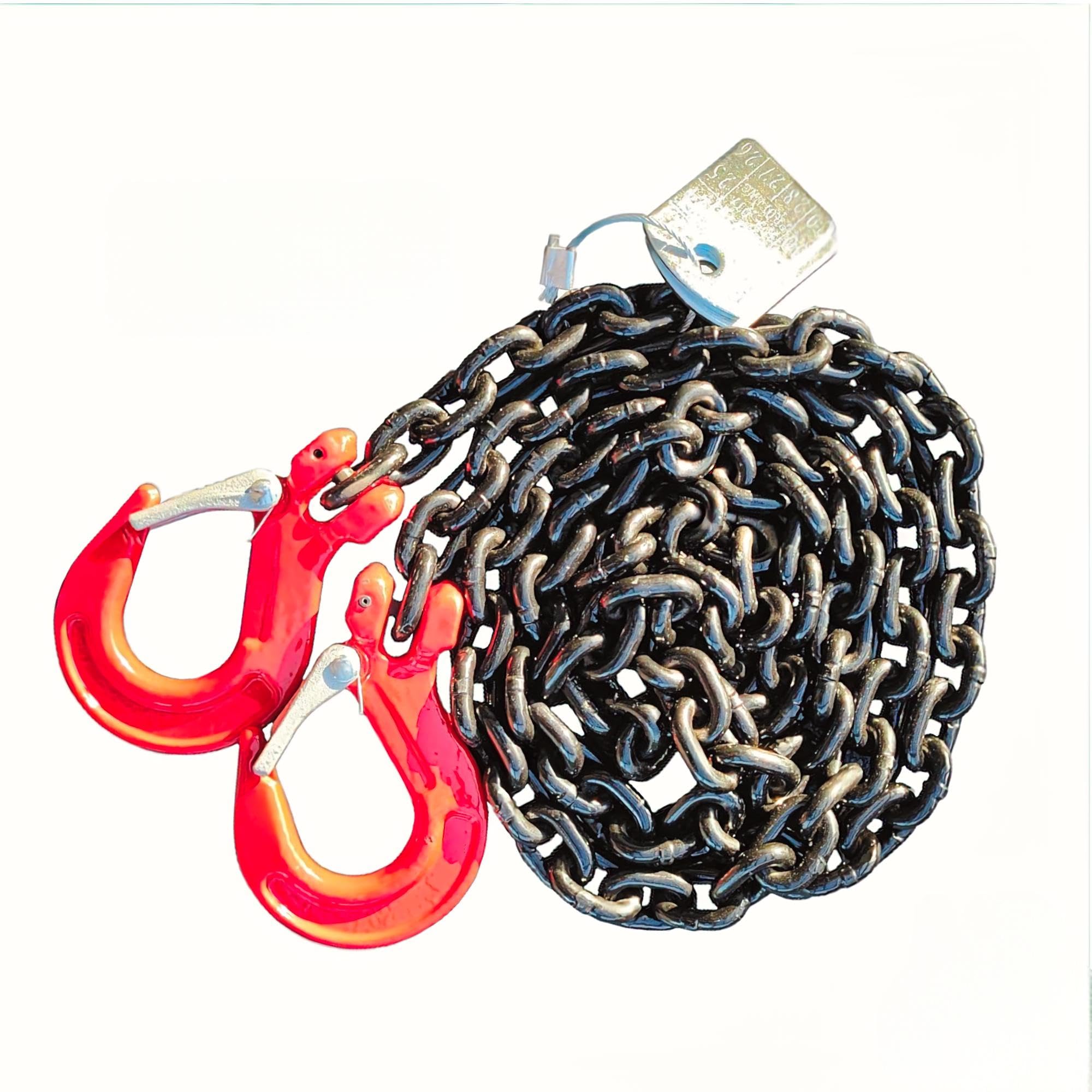 Zurrkette Ersatzkette GK8 6mm, 8mm & 10mm – 2-teilige Spannkette Ersatzteil – Hochfeste Ladungssicherung EN 12195-3, schwarz lackiert & galvanisch verzinkt, geprüft, Made in Germany (2m-6mm schwarz)