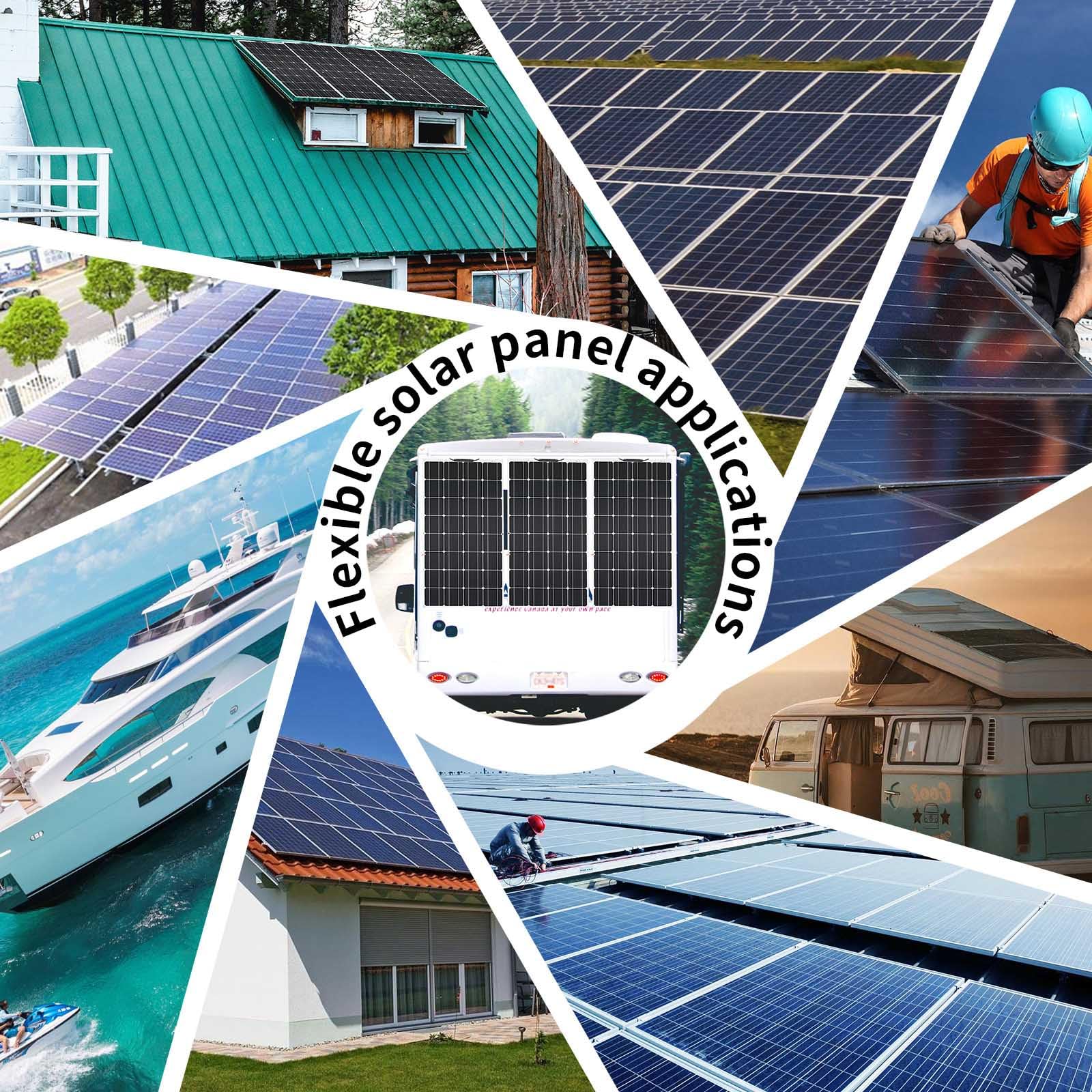 Panel słoneczny 100W 18V Elastyczny Moduł solarny Monokrystaliczna ładowarka solarna do niezależnego od sieci systemu/instalacji wyspowych/przenośnej
