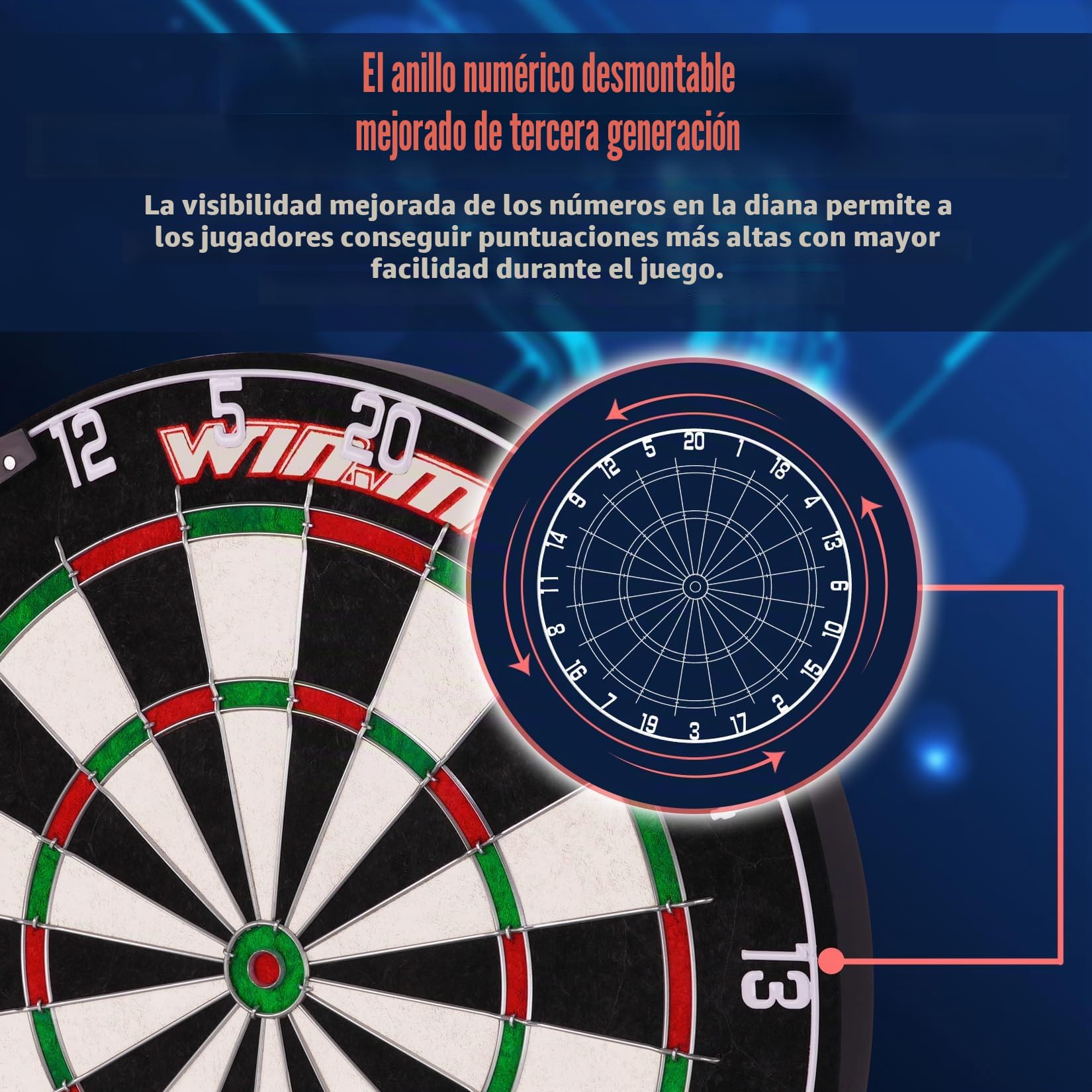 Diana de Dardos para Adultos Con Punta de Acero - 12 Dardos Con Punta de Metal Incluidos