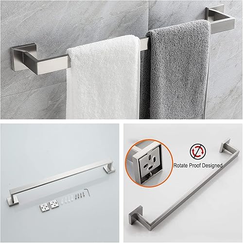 Miniatura 2 de Juego de accesorios de baño de 10 piezas de níquel cepillado SUS304 juego de accesorios de baño incluye 2 toalleros de 24 pulgadas+2 toalleros+2