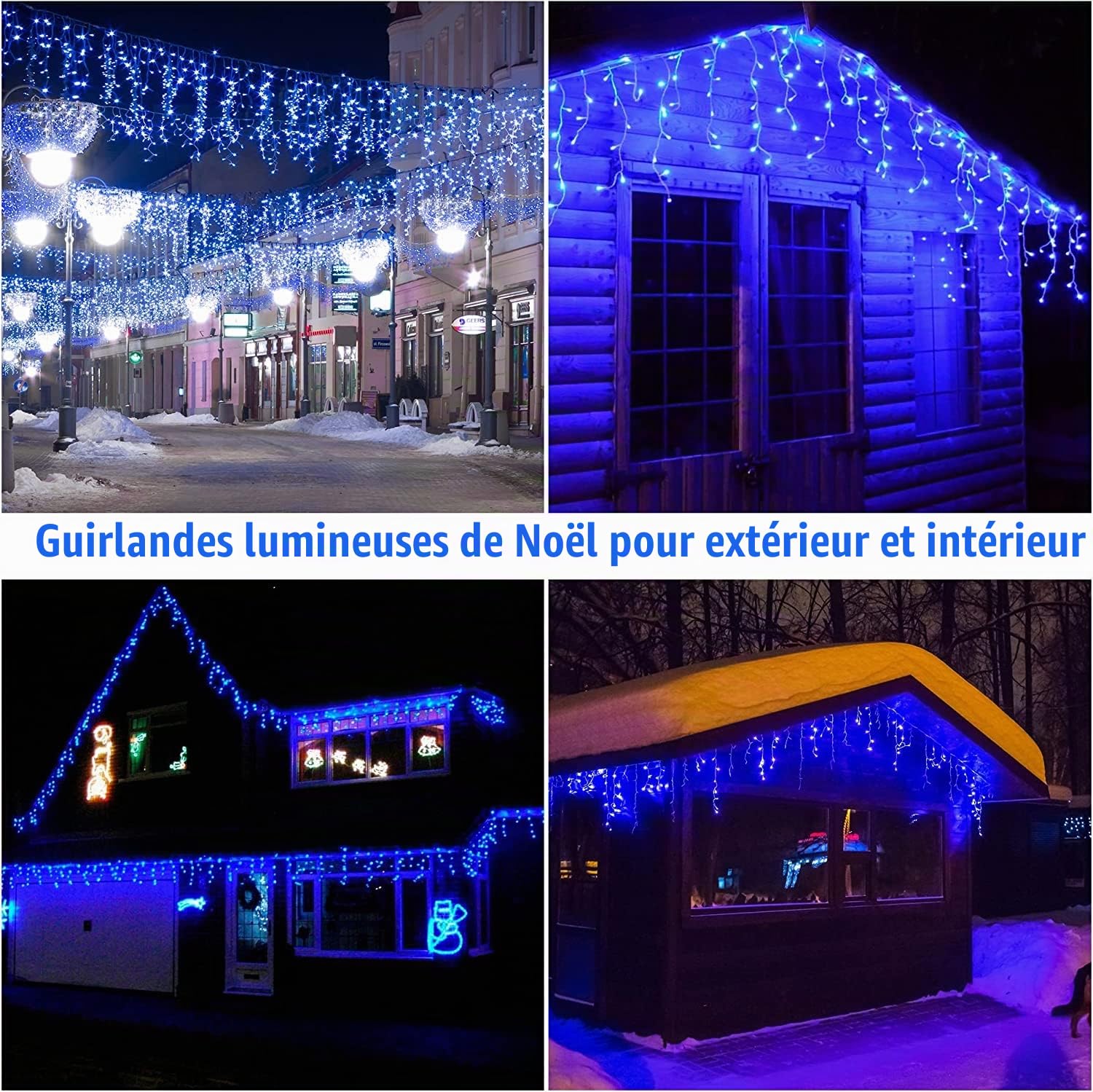 KINGCOO Rideau Lumineux Solaire Extérieur, Étanche 10M 300LED Guirlande Lumineuse Rideau Lumineux Intérieure avec Télécommande 8Modes pour Jardin Noel Fete Mariage Fenêtre Décoration (Bleu)