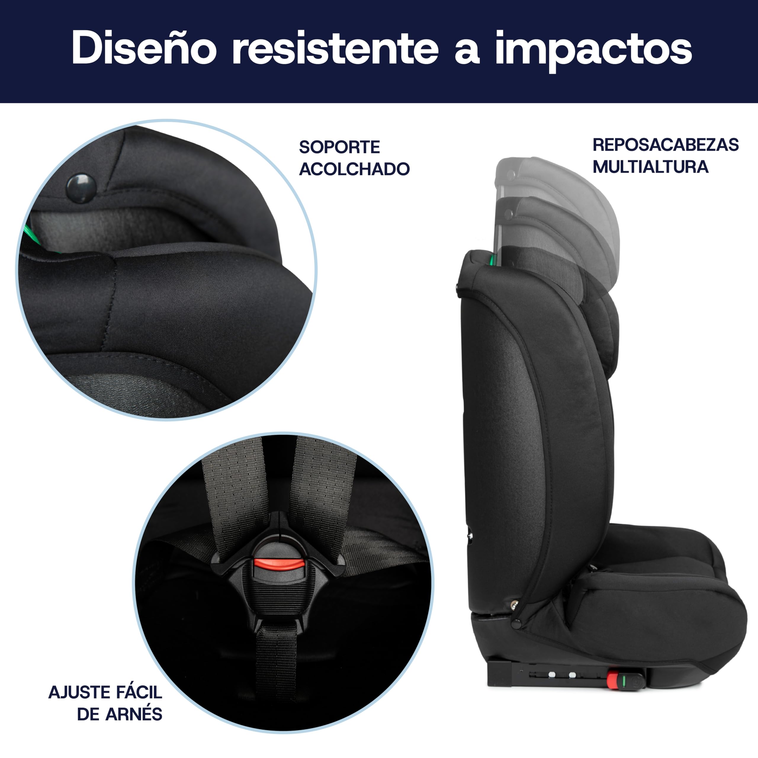 toral Silla Coche isofix 9-36 kg i-Size R129 – Arnés 5 puntos, reposacabezas ajustable – Silla Coche Bebe 76 a 150 isofix – Seguridad evolutiva para niños en trayectos y viajes – Modelo Silverstone+
