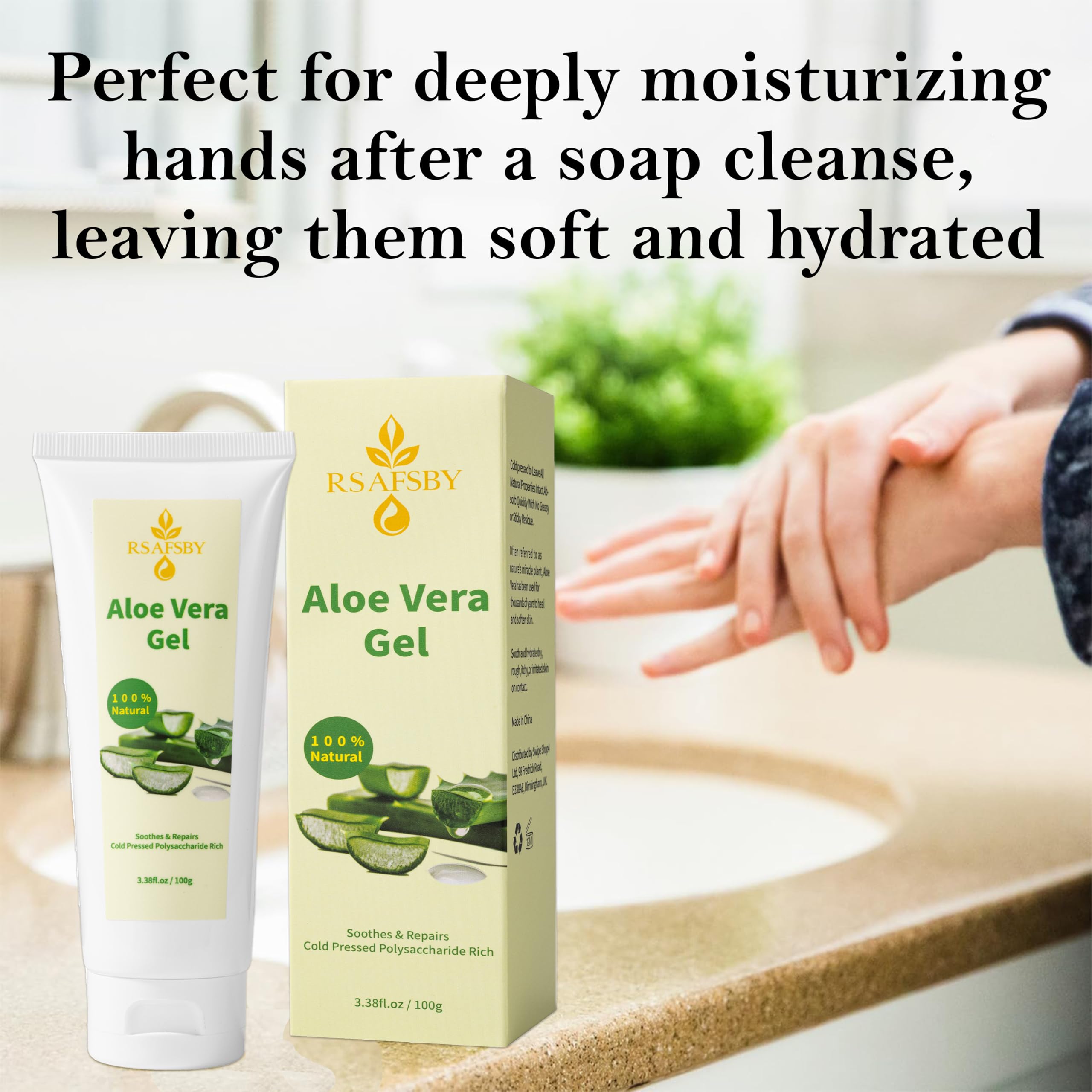 100% Natural Aloe Vera Gel for Face Body & Hair, 100g Cold Pressed, Soothing, Hydrating & Repairing, Relieves Dry Skin - Image 3