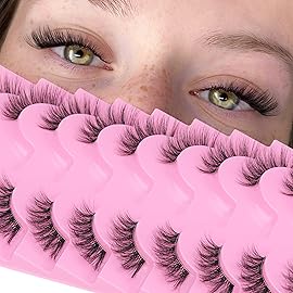 Half Lashes Natural Look Wispy Cat Eye Cluster Lashes 14 mm Clear Band Accent Short False Eyelashes that Look Like Extensions 10 Pairs by FANXITON