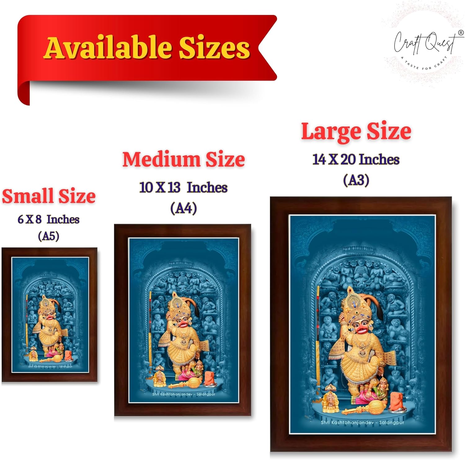 Shree Kashtabhanjan Dev Hanumanji Salangpur Photo Frame Synthetic, Wall hangings (Brown, 10 X 13 Inches)