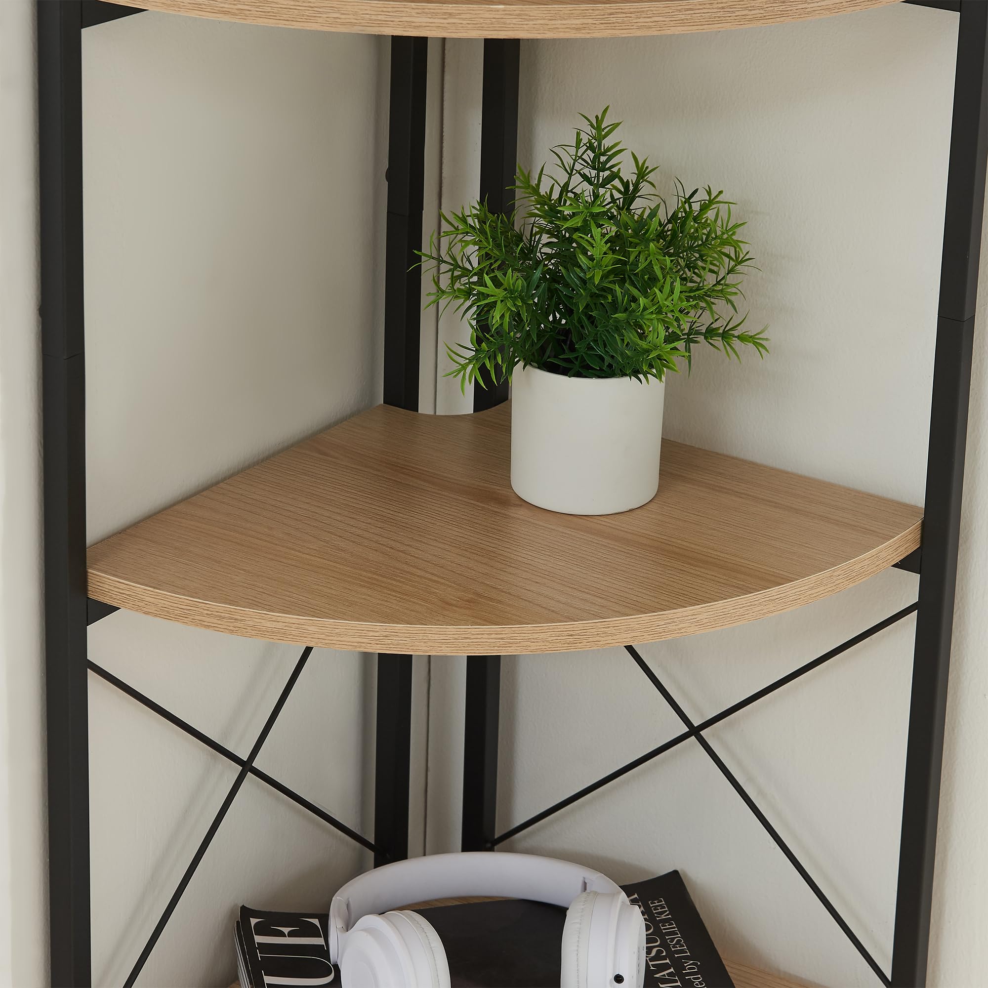 [en.casa] Pflanzregal Ulfborg Eckregal Blumenständer Winkelregal Pflanzentreppe mit 6 Ablagen 160x30x30 cm für Blumen, Pflanzen, Kräuter