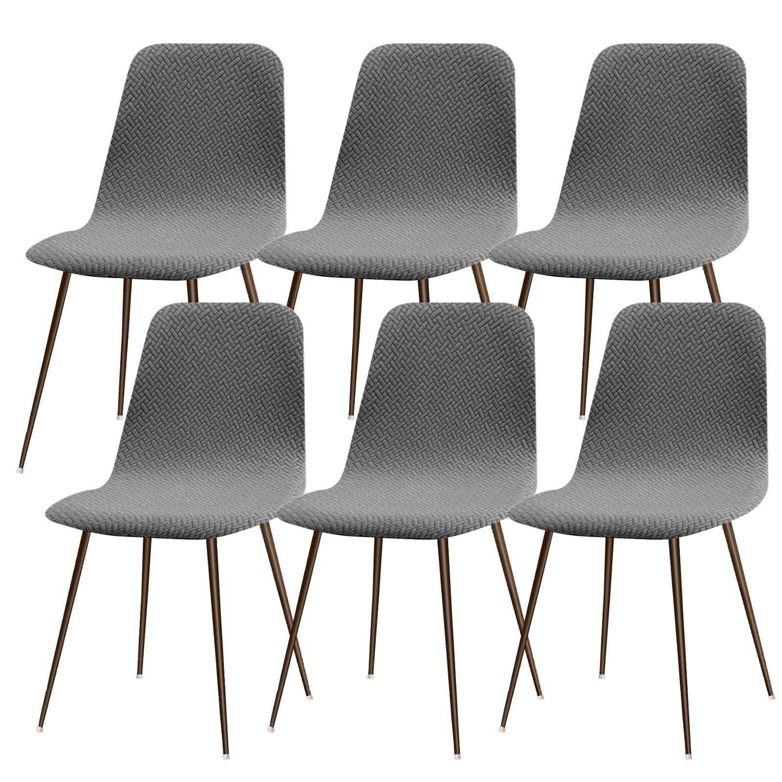 Housses de chaise extensibles jacquard grises pour salle à manger lot de 6