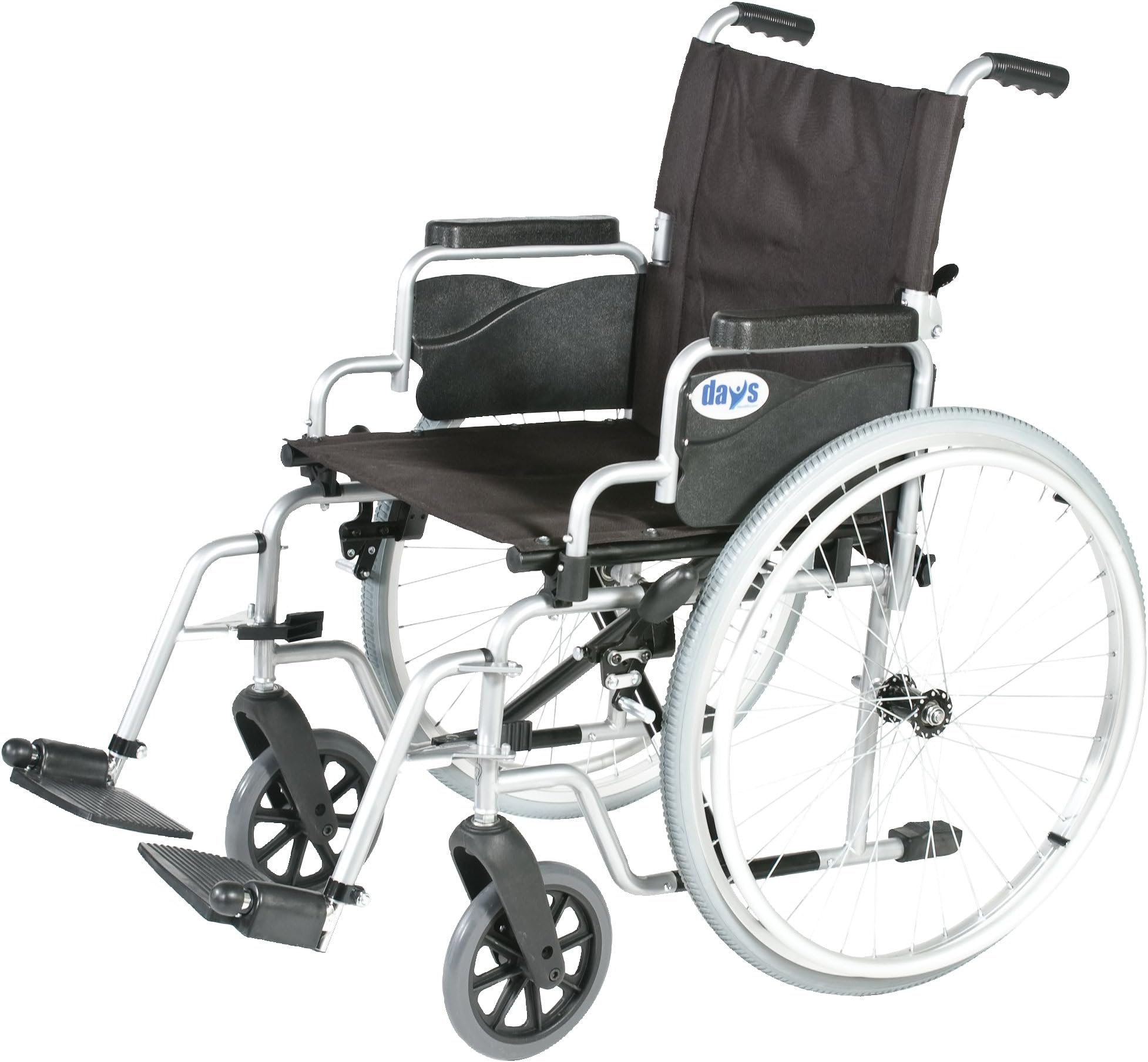 DAYS Whirl Self Propelled & Attendant Propelled Wheelchair, Lightweight Foldable Mobility Aid for Physically Impaired, Handicapped and Elderly users, 43cm