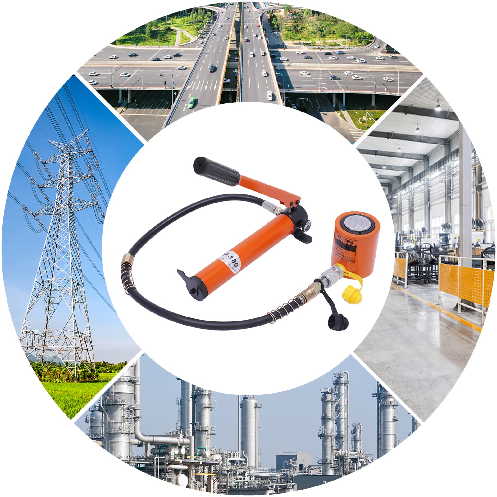 Pompe hydraulique, cylindre hydraulique à section unique 20T avec pompe hydraulique CP-180, surface utile ultra fine, pour machines, construction navale (orange)