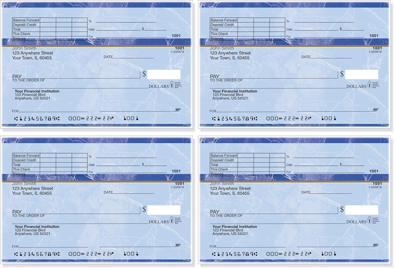 Blue Outlet SALE Marble Top Stub Checks Personal Gifts