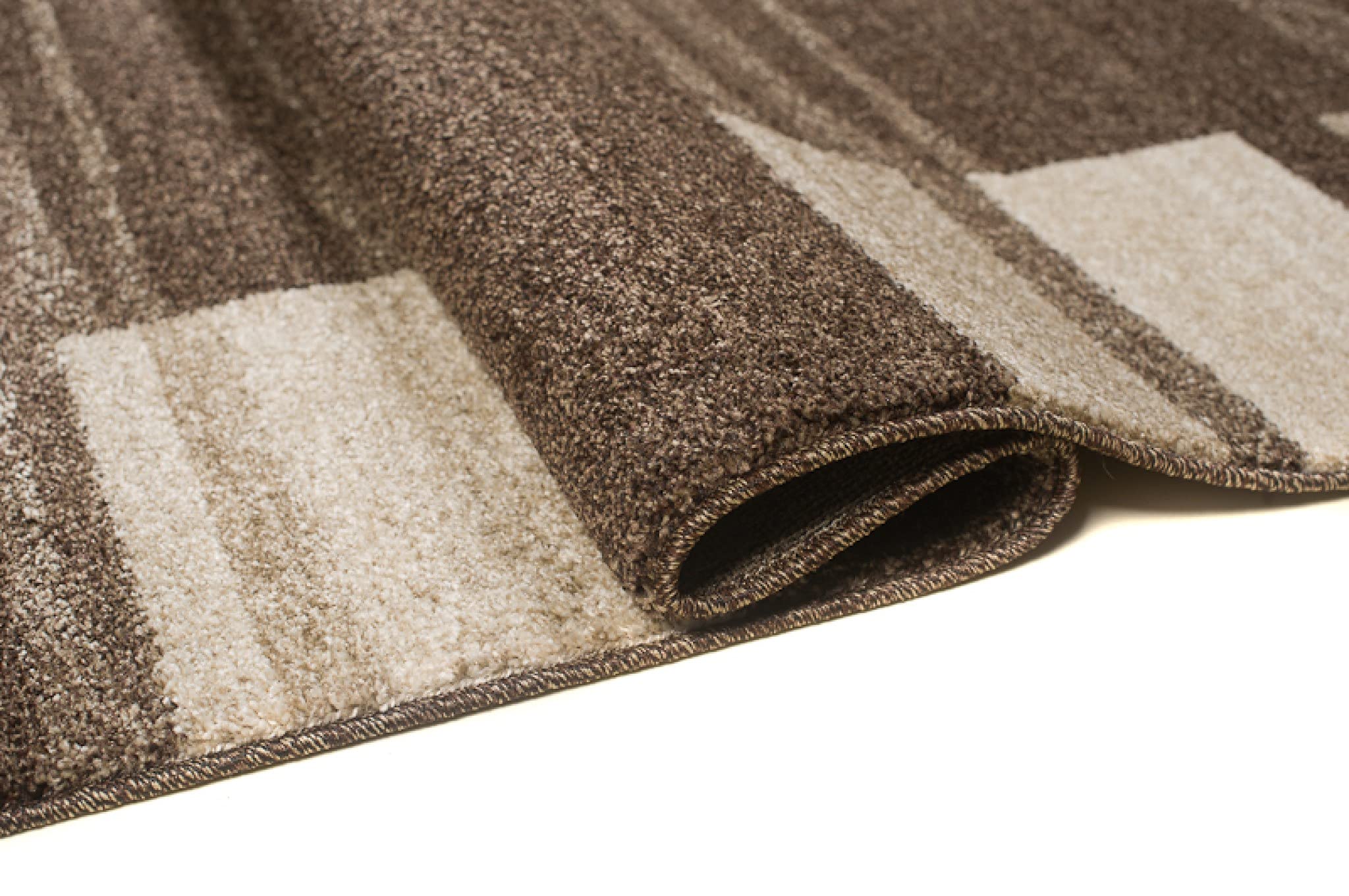 TAPISO Sari Teppich Kurzflor Beige Creme Streifen Vierecke 200 x 290 cm