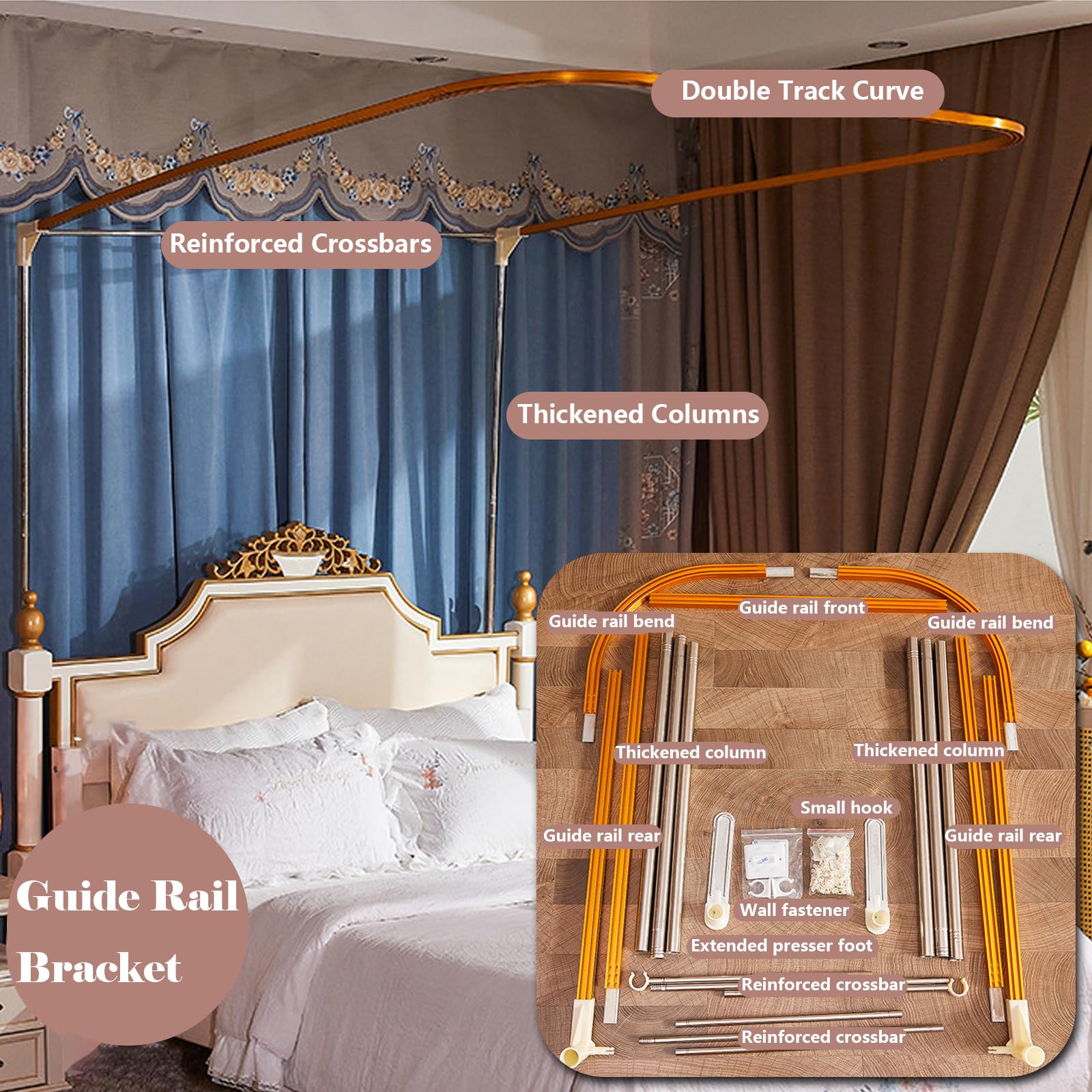 Quadratische Mückennetz, 4-Pfosten Doppelbett Betthimmel, Doppelschichtiges Gemütliches Moskitonetz aus Mesh Stoff, für Schlafzimmer Dekoration C 200 x 220cm