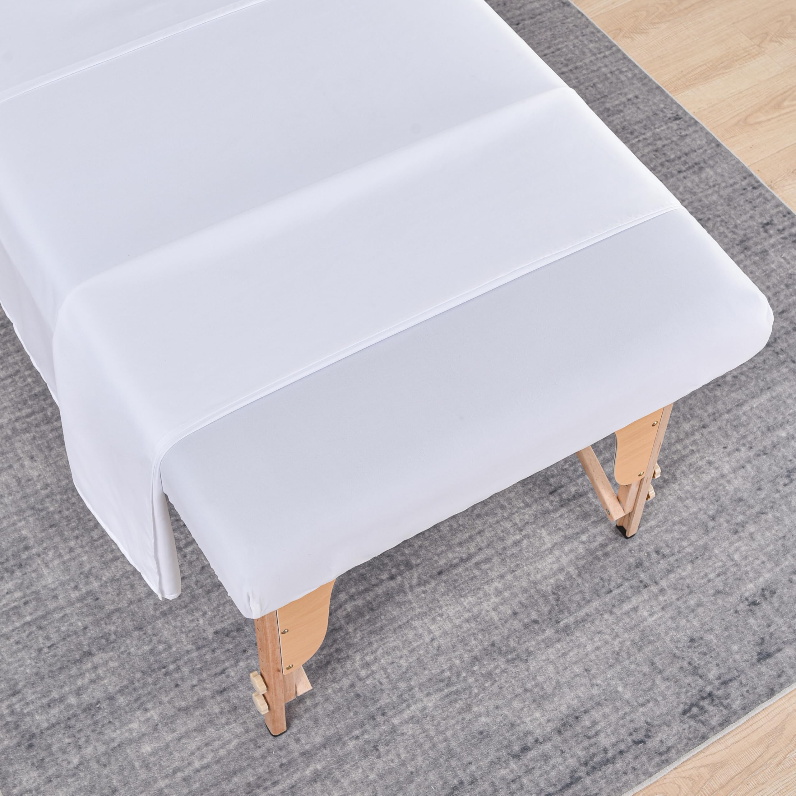 3-parti Copertura stretch per tavoli da massaggio, Lenzuola da massaggio, Set di copertina da letto massaggio con lenzuola, lenzuola e copertina da cuscino a forma di U (Bianco)