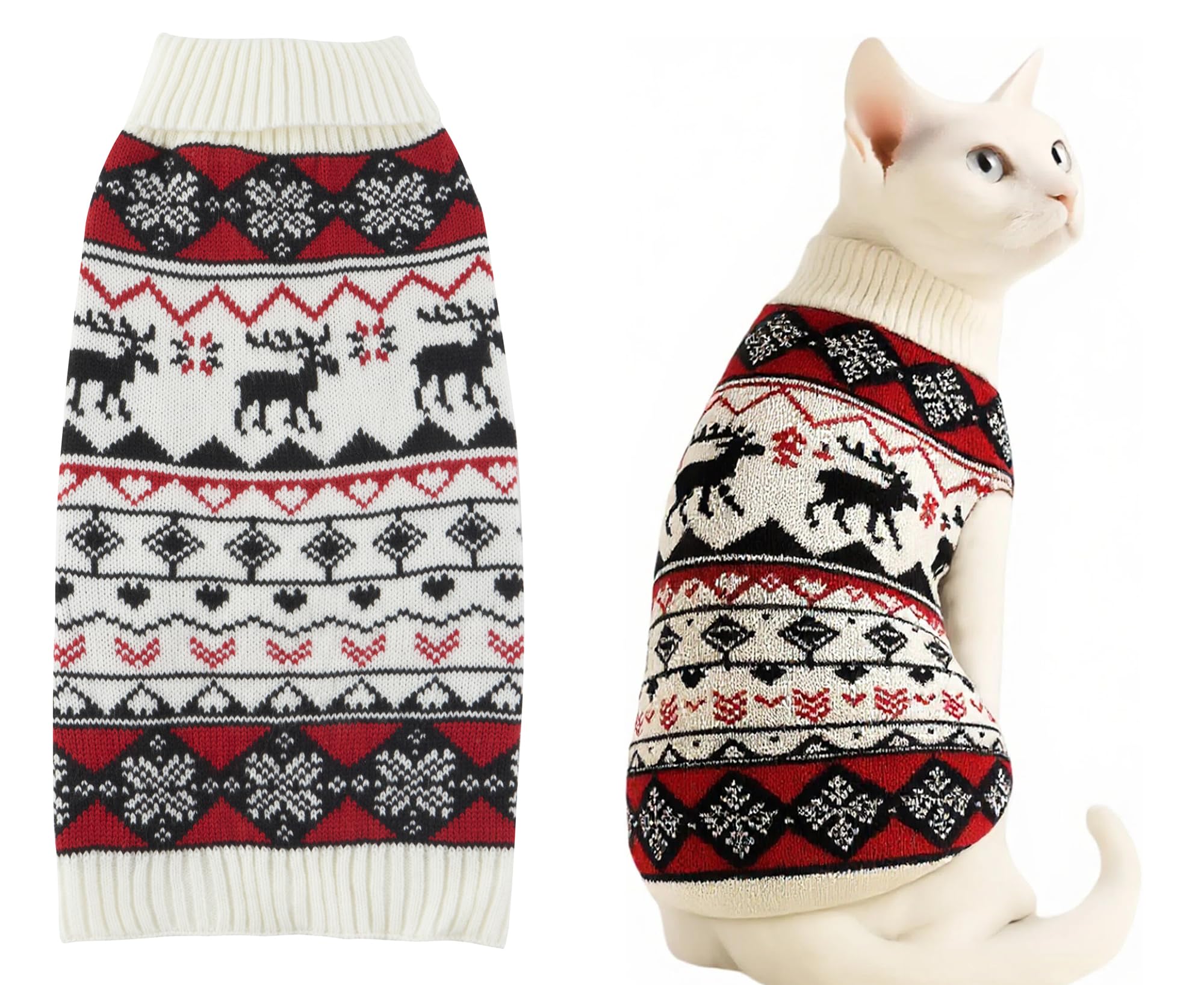 Pull de Noël tricot renne chiot XS pour soirées festives en famille