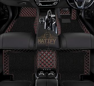 7D Double Stitch Car Floor Mat for MG Gloster | 7 Layer Double Stitching Premium Faux Leather Custom Fitted Car Foot Mats | All Weather Antslip Mats - Black with Red