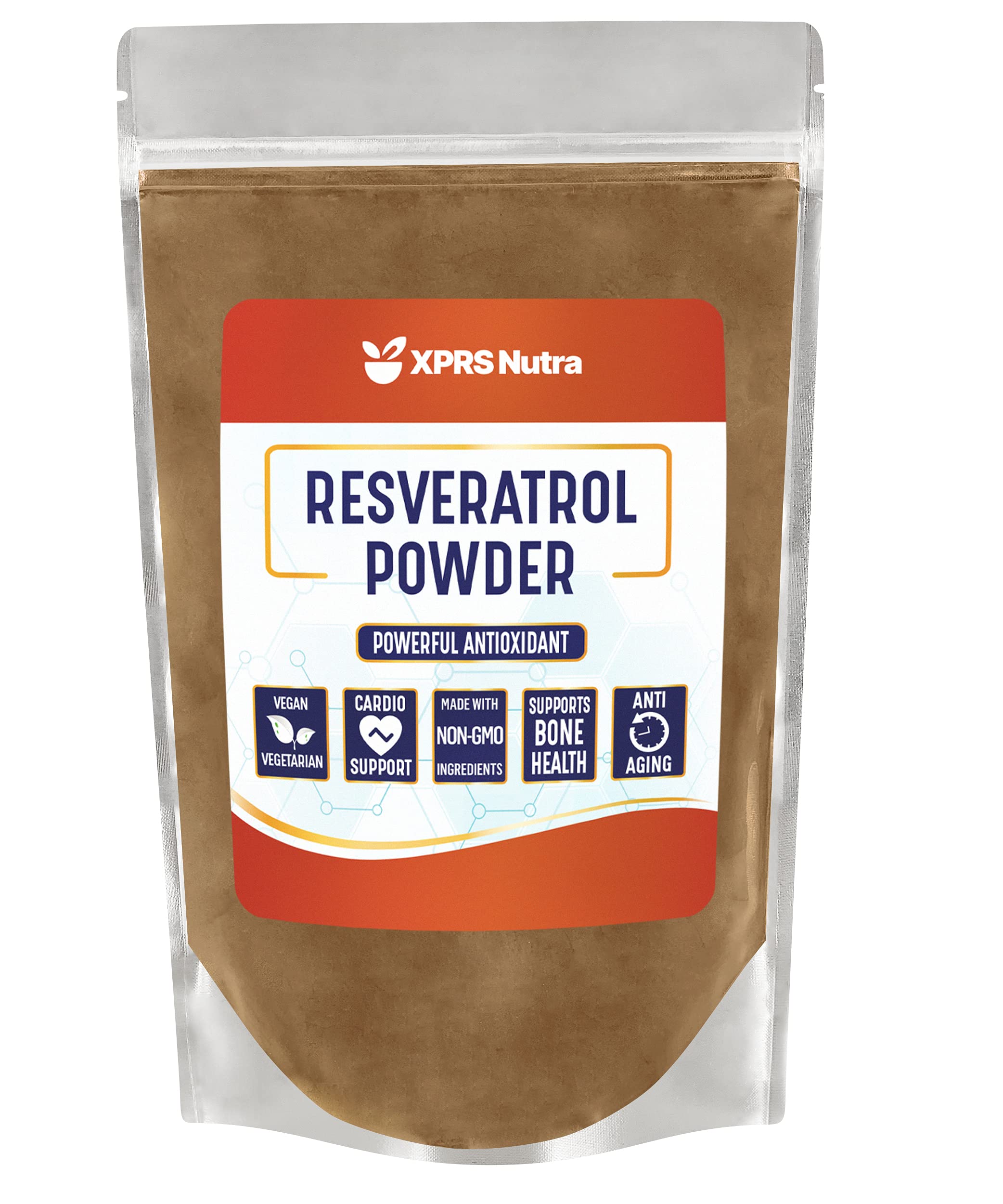 XPRS Nutra Resveratrol Powder - Pure Trans-Resveratrol Antioxidant Supplement - Polygonum Cuspidatum Root Extract for Immunity - Vegan Friendly (16 Ounce)