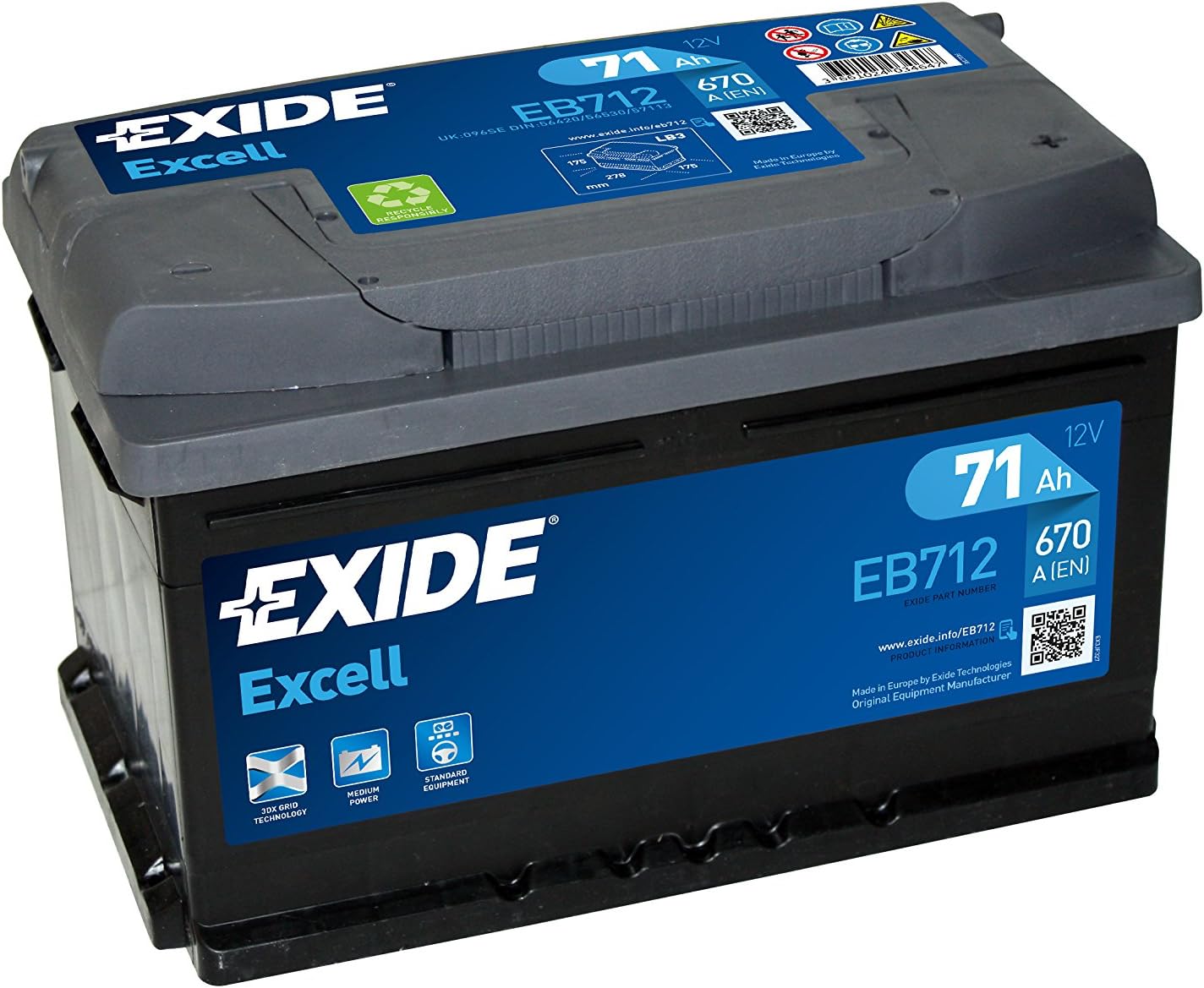 Eb712 Starter Battery 71 Ah