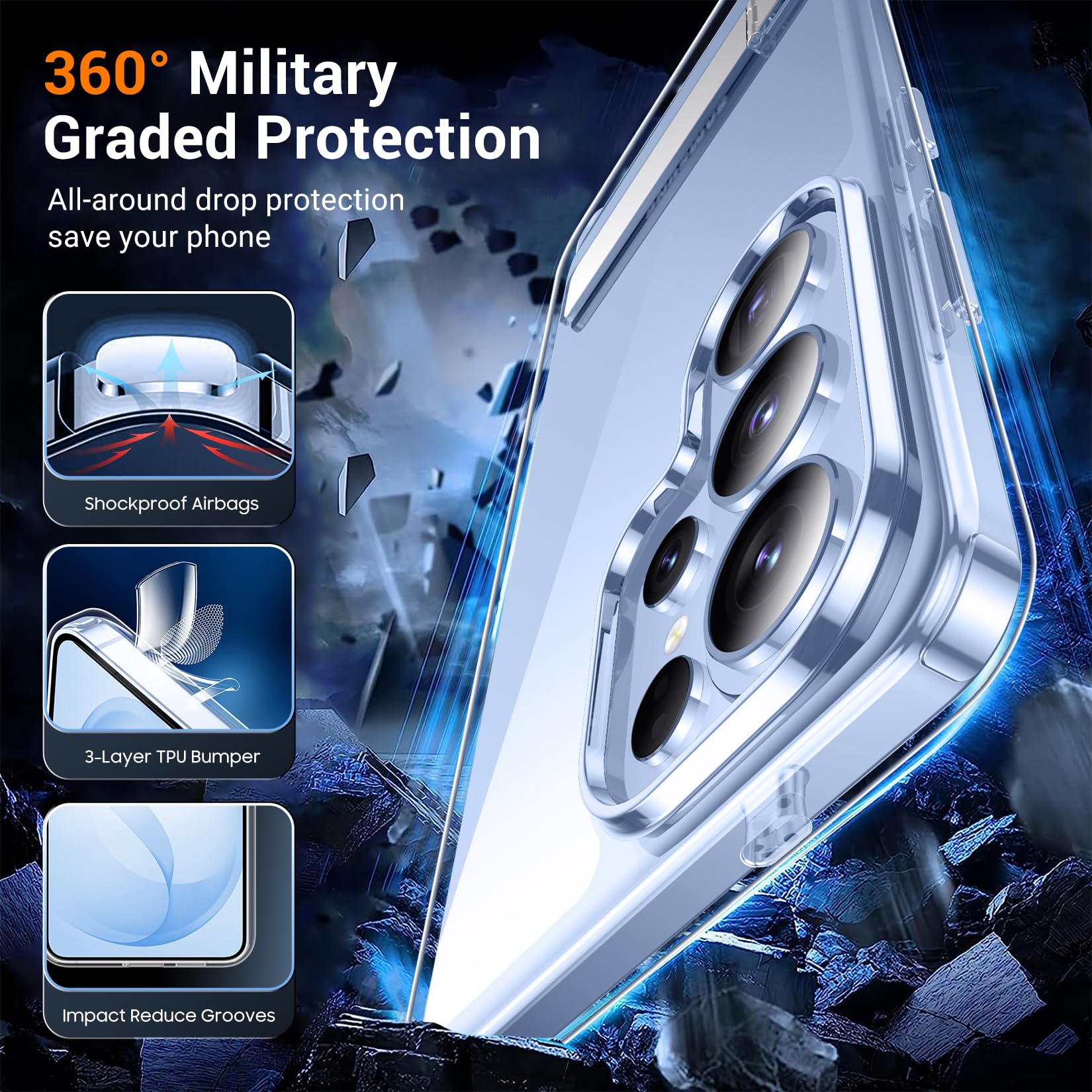 Custodia progettata per Samsung Galaxy S26 Ultra, cavalletto nascosto integrato, protezione contro le cadute di grado militare, non ingiallisce, custodia sottile e sottile per Galaxy S26 Ultra