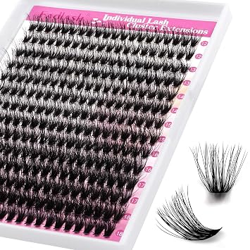 Lash Clusters 240pcs 40D 12-18mm Mixed Tray 3D Effect Volume Individual Lashes Cluster Eyelash Extensions Fluffy Soft D Curl Individual Lashes DIY Lash Extension Kit at Home 40D-0.07-D,12-18mm