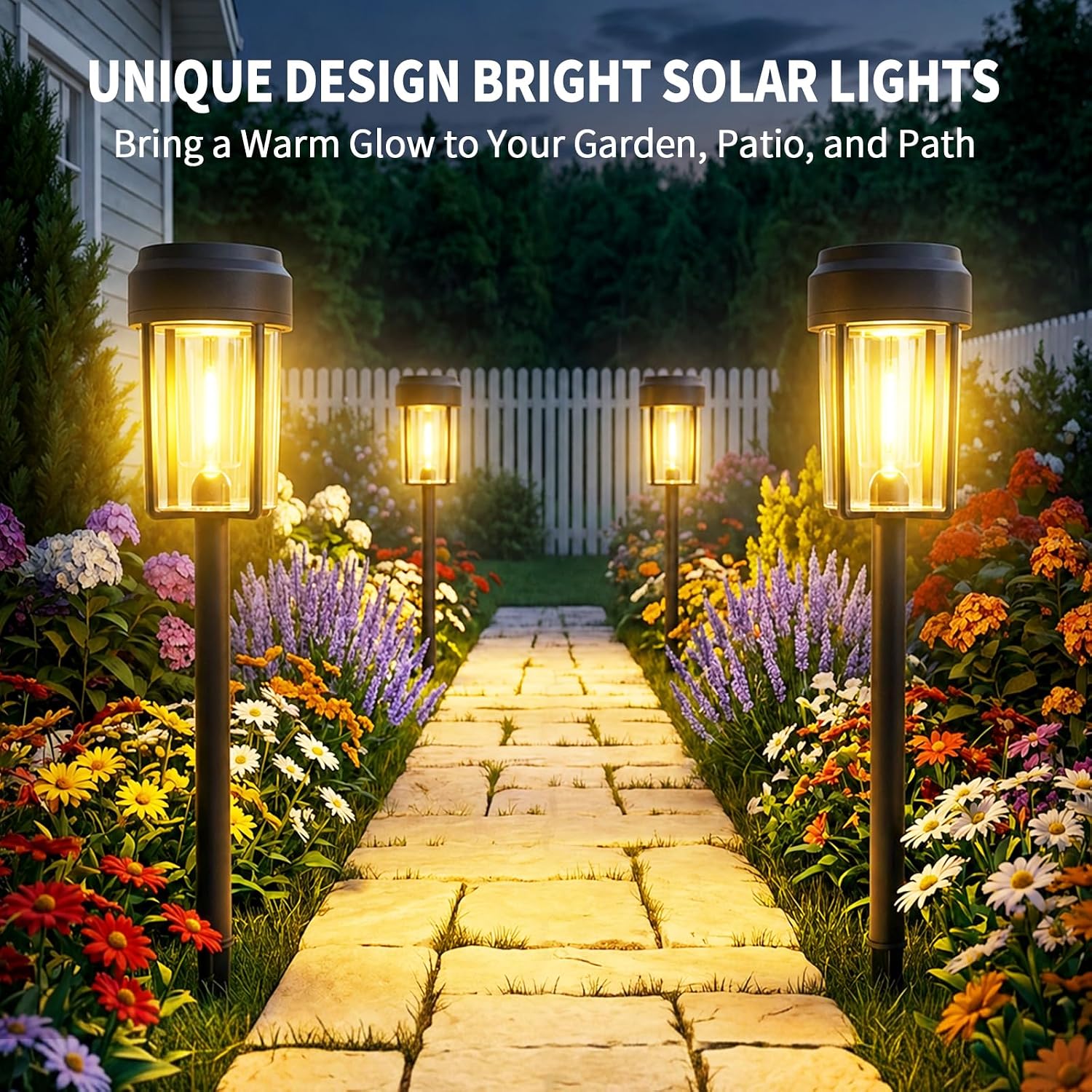 Solar Pathway Lights Outdoor, Unique Deisgn IP65 Waterproof Solar Powered Garden Lights, Auto On/Off Outdoor Light for Yard Lawn Garden Patio Walkway Driveway Landscape Lighting (8 Pack) thumbnail
