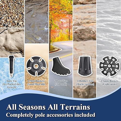 Miniatura 6 de TheFitLife Bastones de senderismo nórdicos  2 palos con sistema antigolpes y bloqueo rápido, telescópicos, plegables, ultraligeros para senderismo,