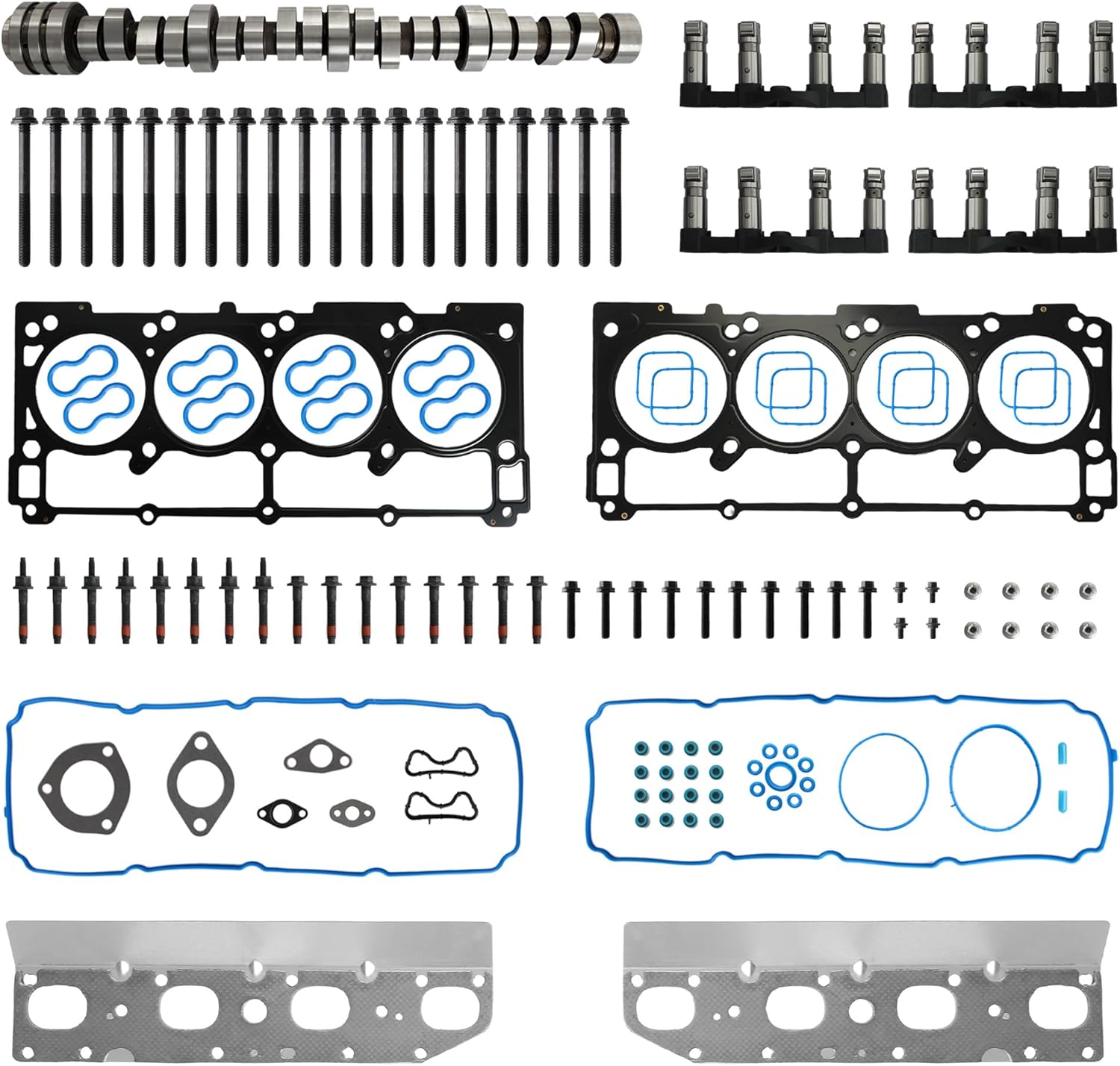 AUCERAMIC 53022263AF MDS Camshaft Lifter Kit w/Head Gasket Set Fit for 2009-2019 Ram 1500 Hemi 5.7L Replace 53021728AE HS26423PT