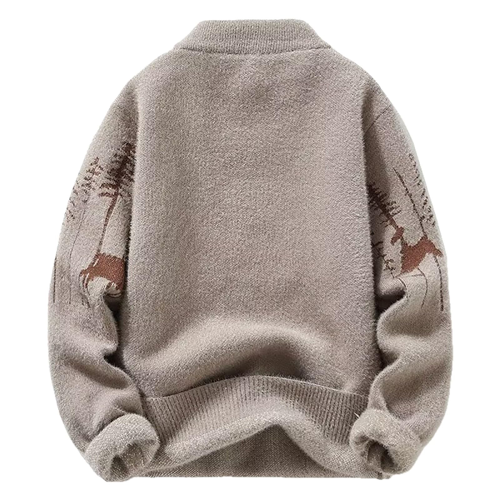 Generisch Jersey de punto para hombre de invierno, informal, cuello redondo, jersey de patchwork, cálido, punto fino, jersey de invierno, suéter de trabajo, suéter de ocio, suéter de punto para hombre